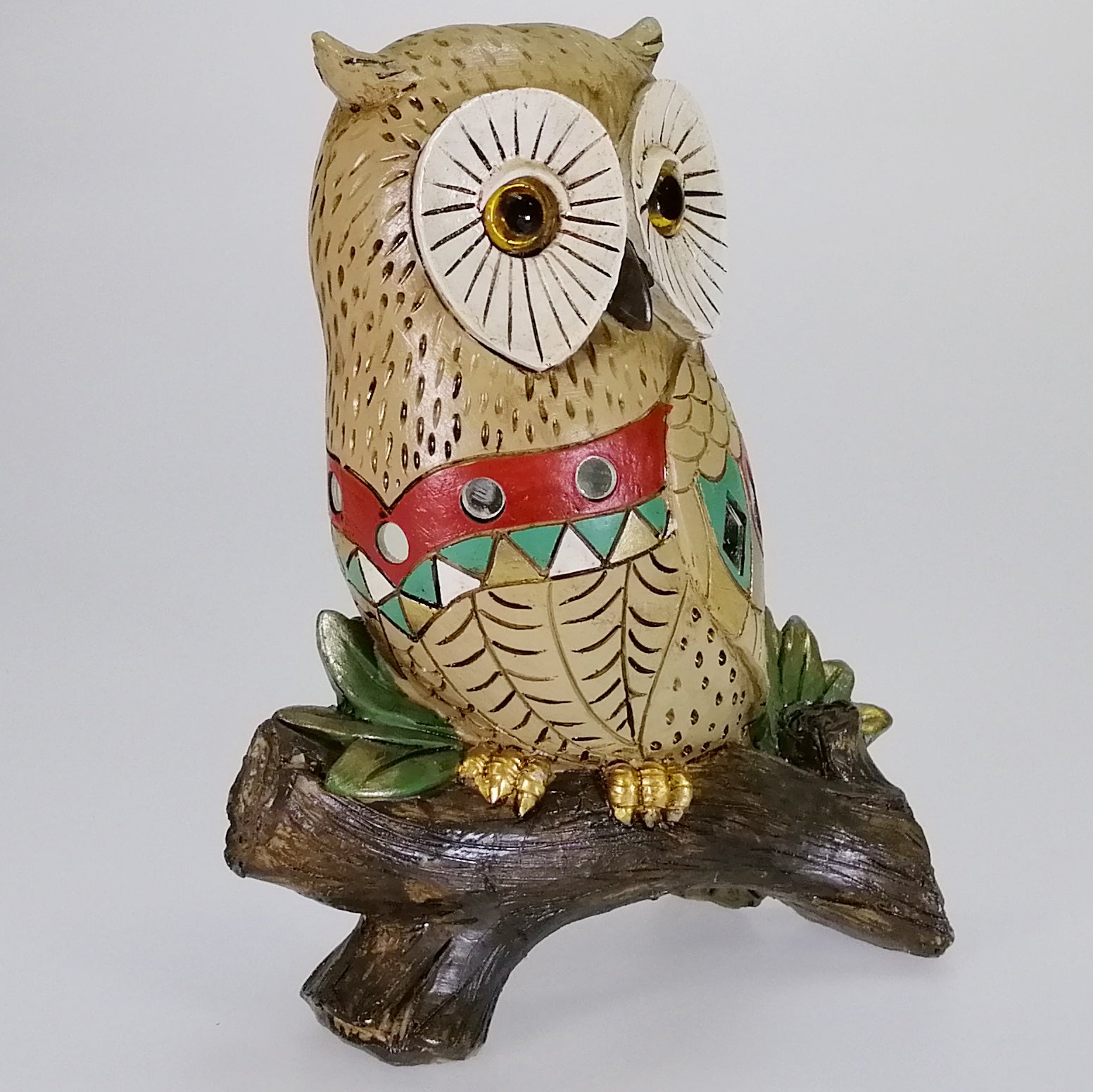 Deco Owl on Branch - Multicolour