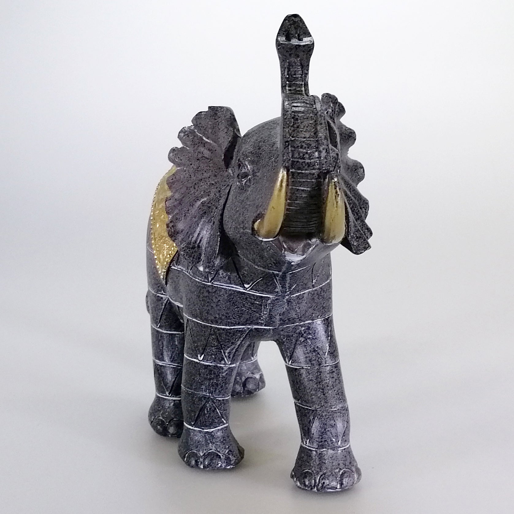 Elephant with Gold Painted Blanket - 21cm