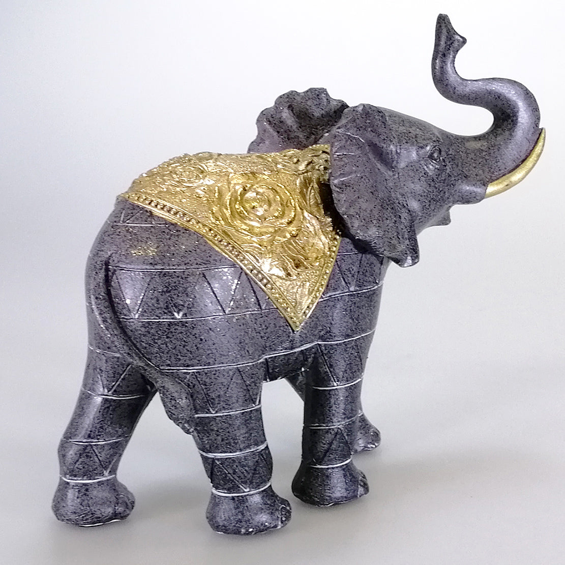 Elephant with Gold Painted Blanket - 21cm