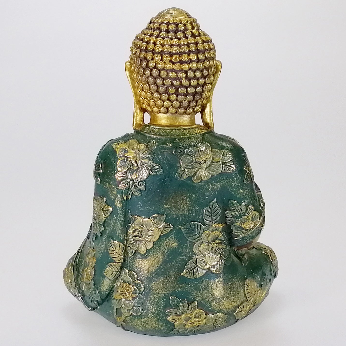 Buddha Candle Holder - Painted Green and Gold