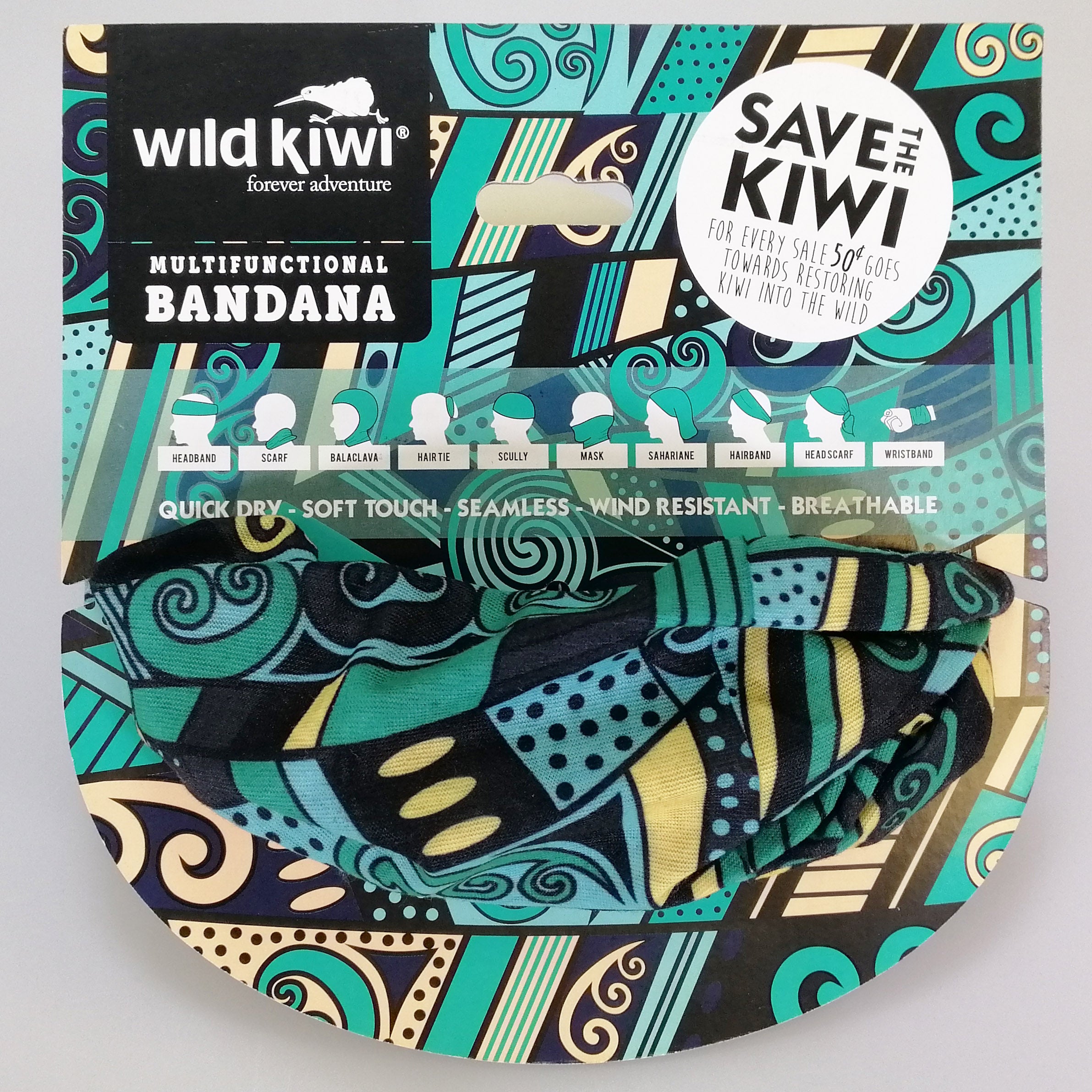 Wild Kiwi Multi-Use Bandana - Koru