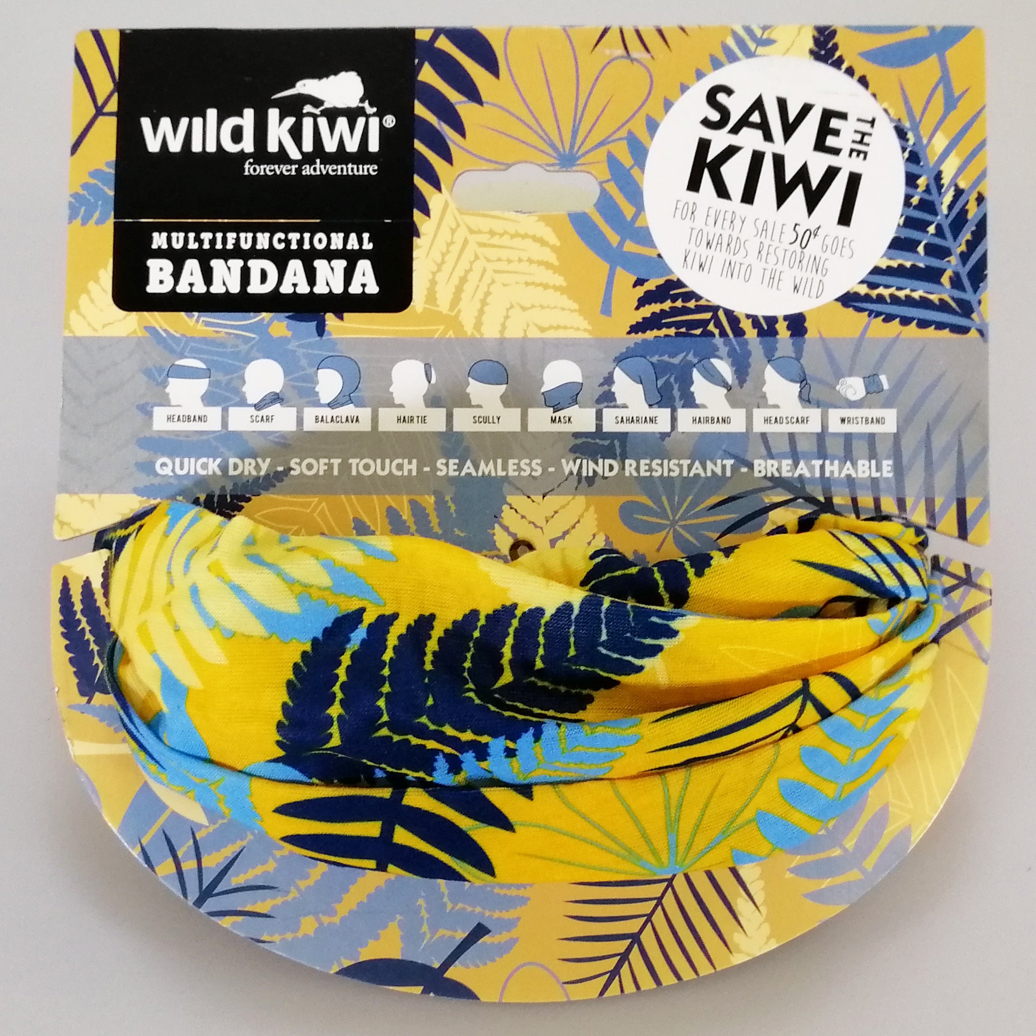 Wild Kiwi Multi-Use Bandana - Ferns