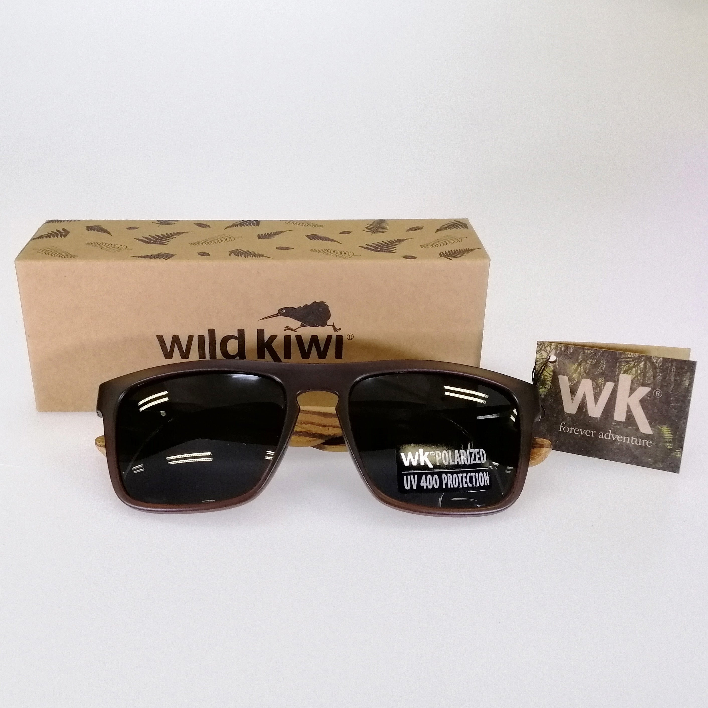Wild Kiwi Sunglasses -“ Square Zebrawood