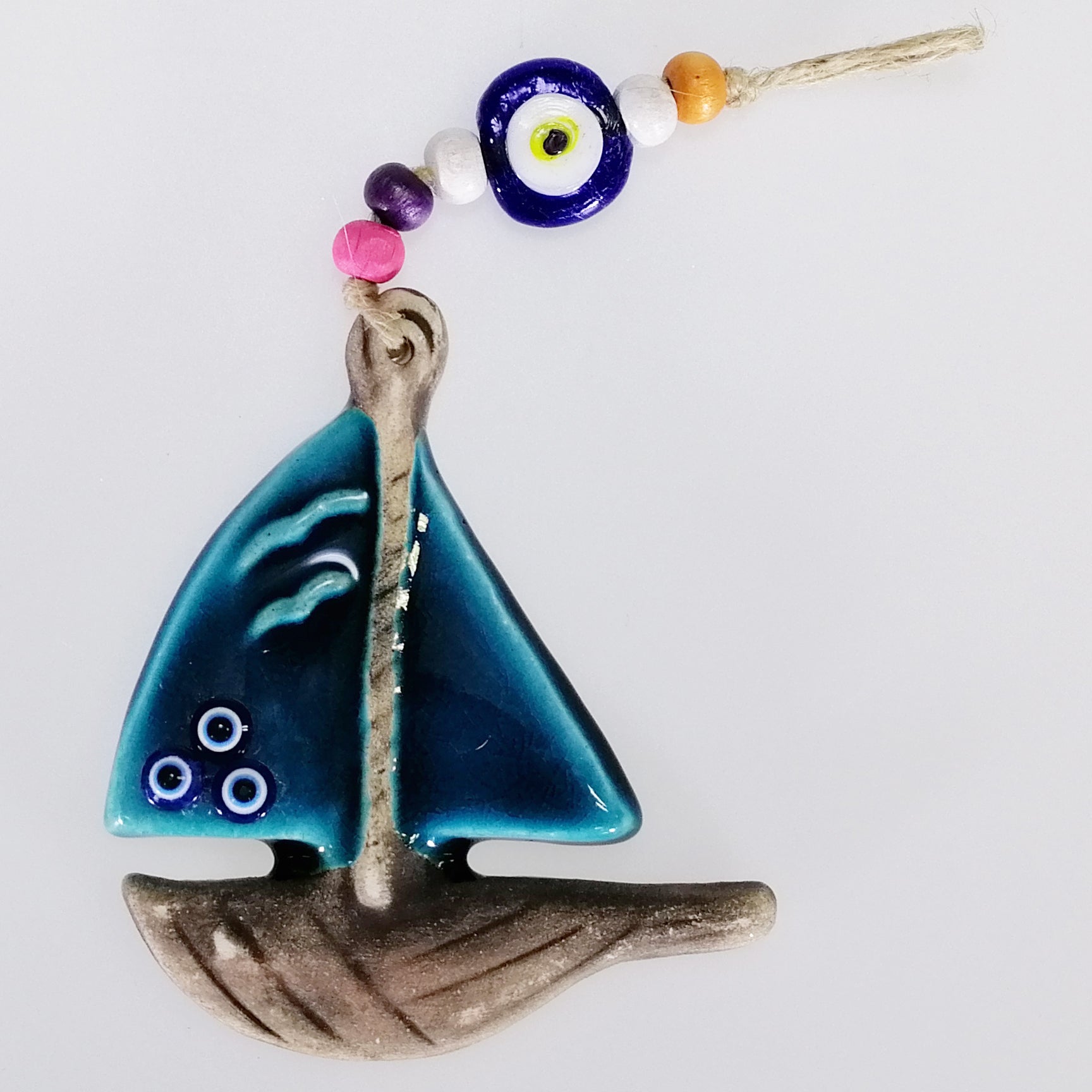 Turkish Ceramic Hanging Ornament - Tiny Yacht