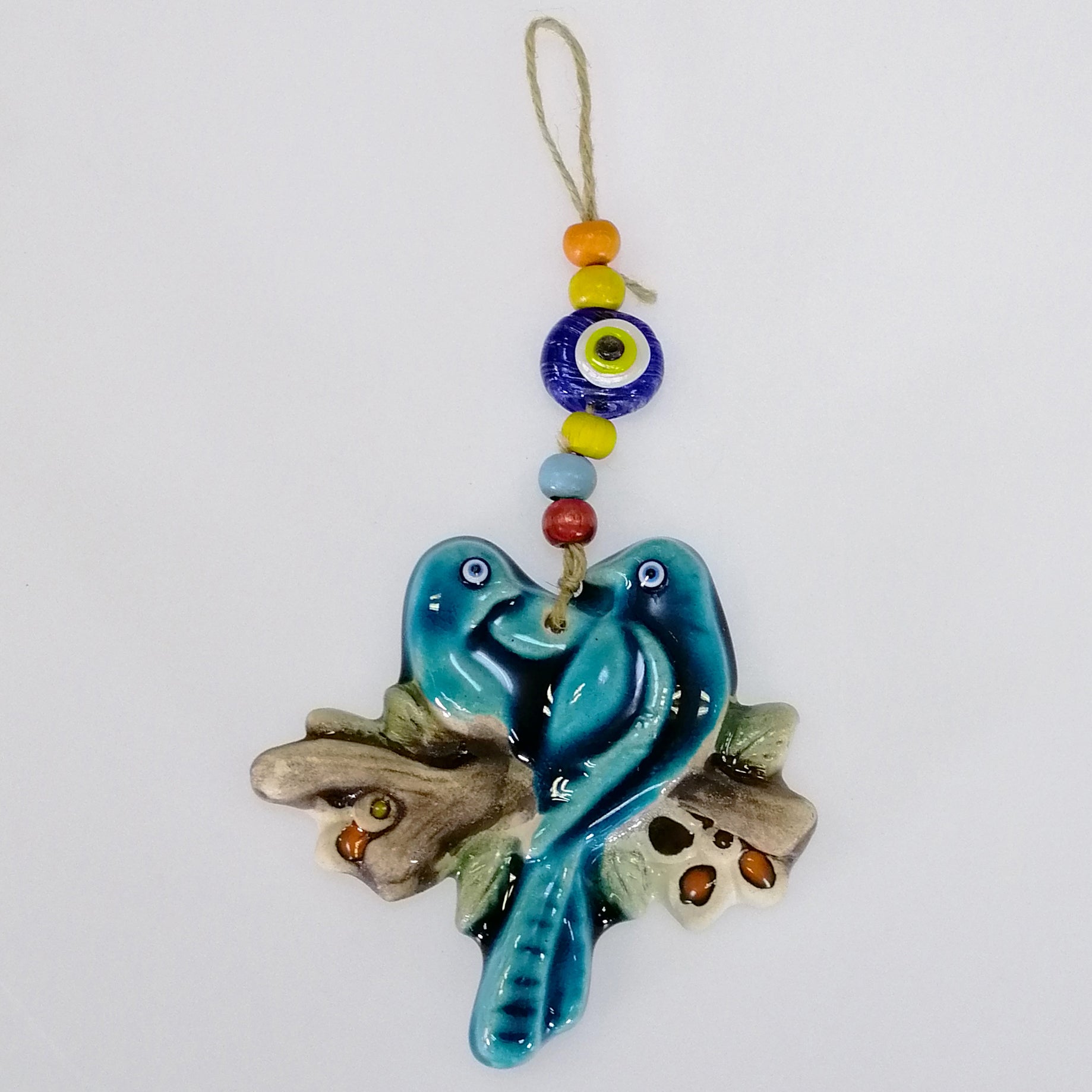 Turkish Ceramic Hanging Ornament - Lovebirds