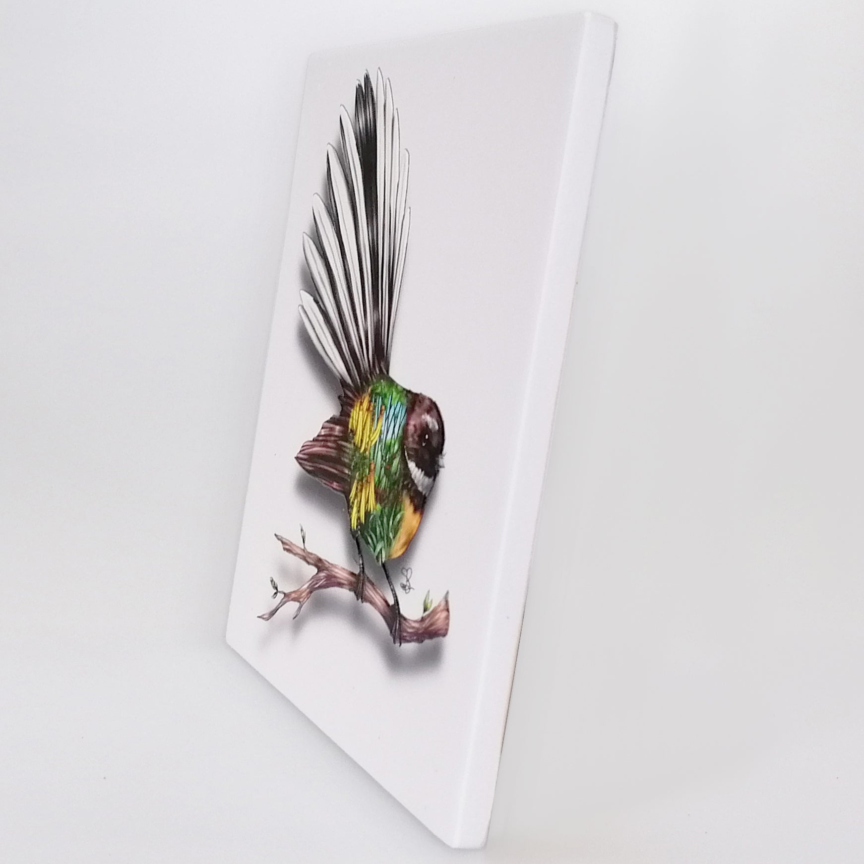 Sophie Blokker - Fantail on White Ceramic Tile Hanging