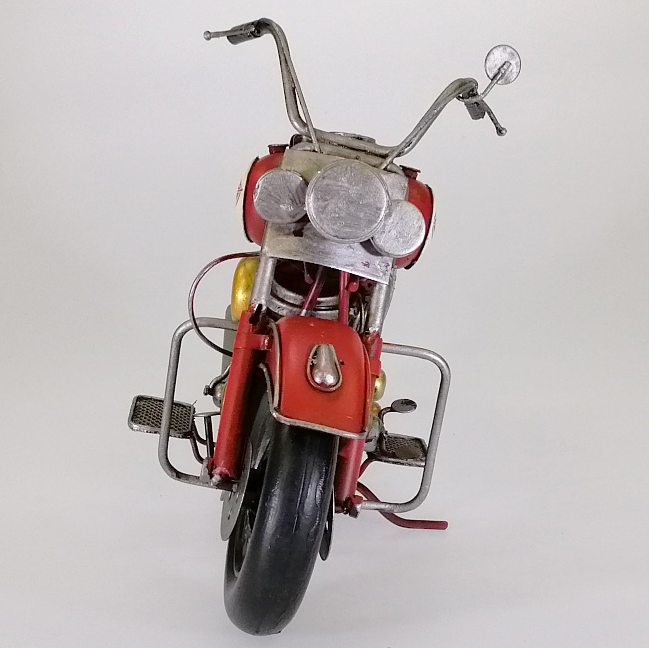 Vintage Red Motorcycle Sculpture - Large