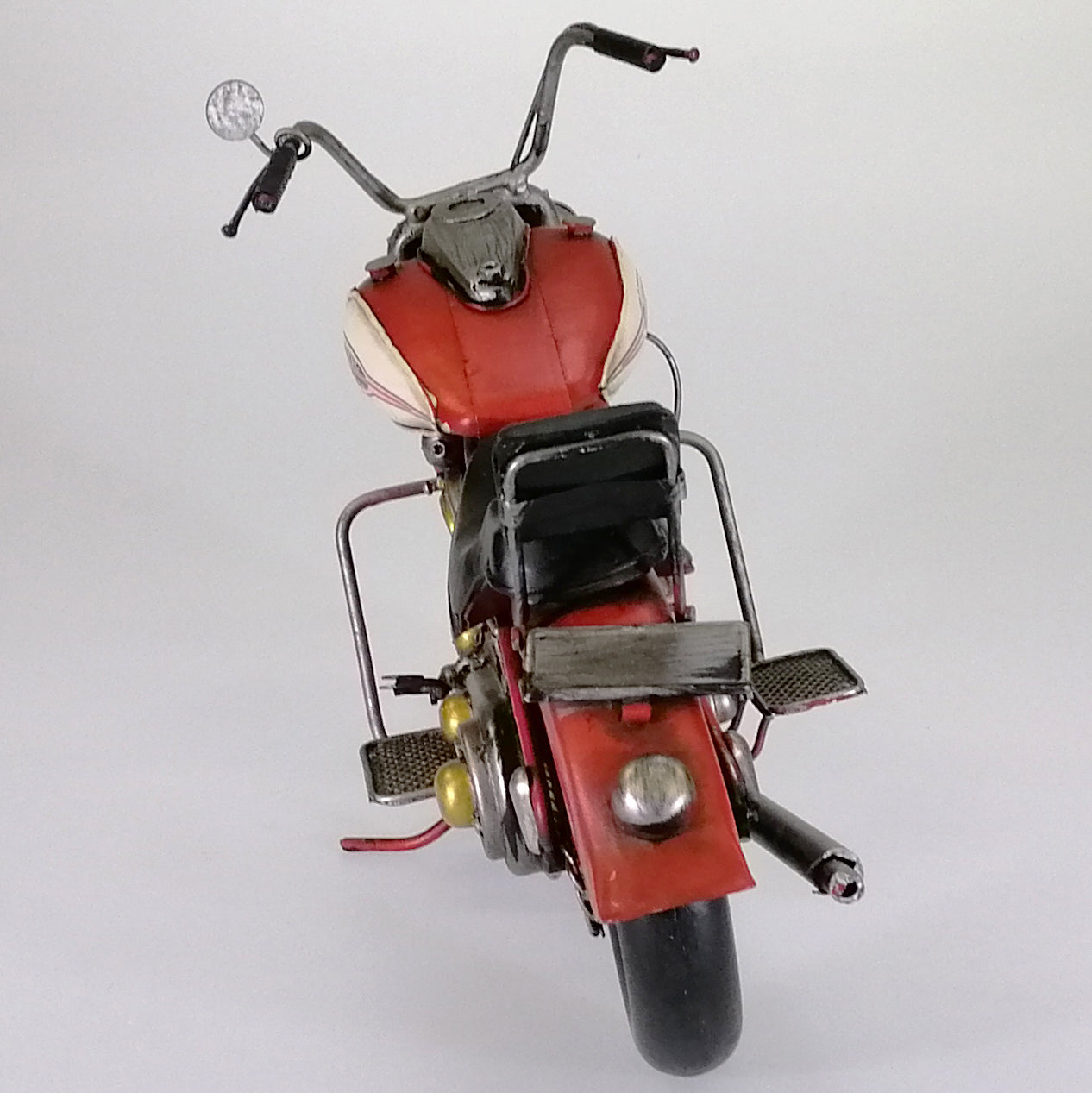 Vintage Red Motorcycle Sculpture - Large