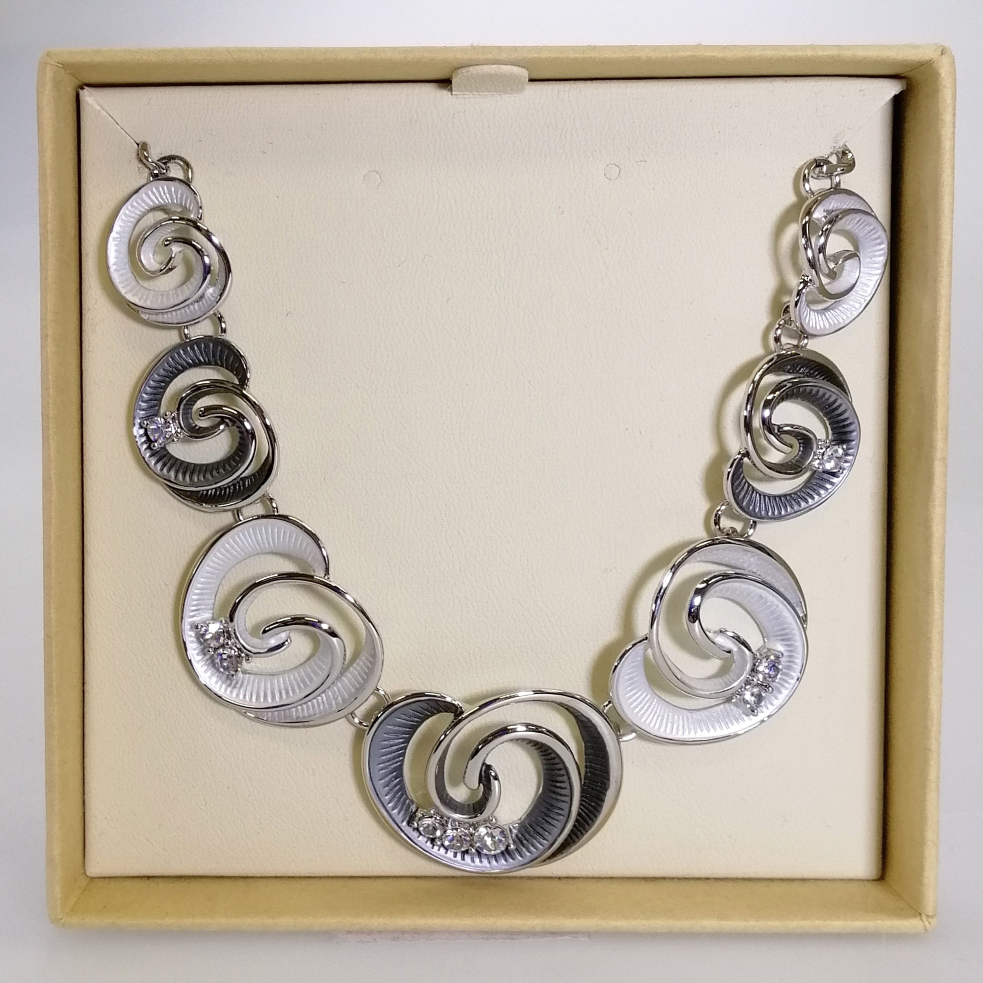 Kiwicraft - Grey & White Koru Style Statement Necklace