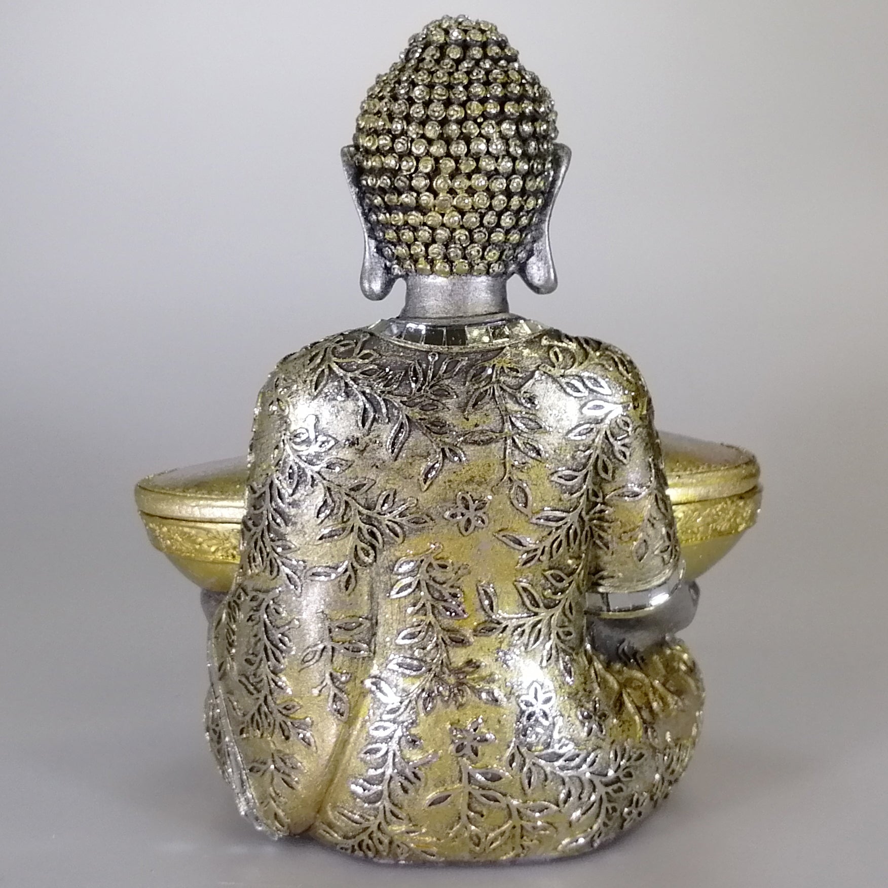 Buddha With Tray - Painted Gold and Silver