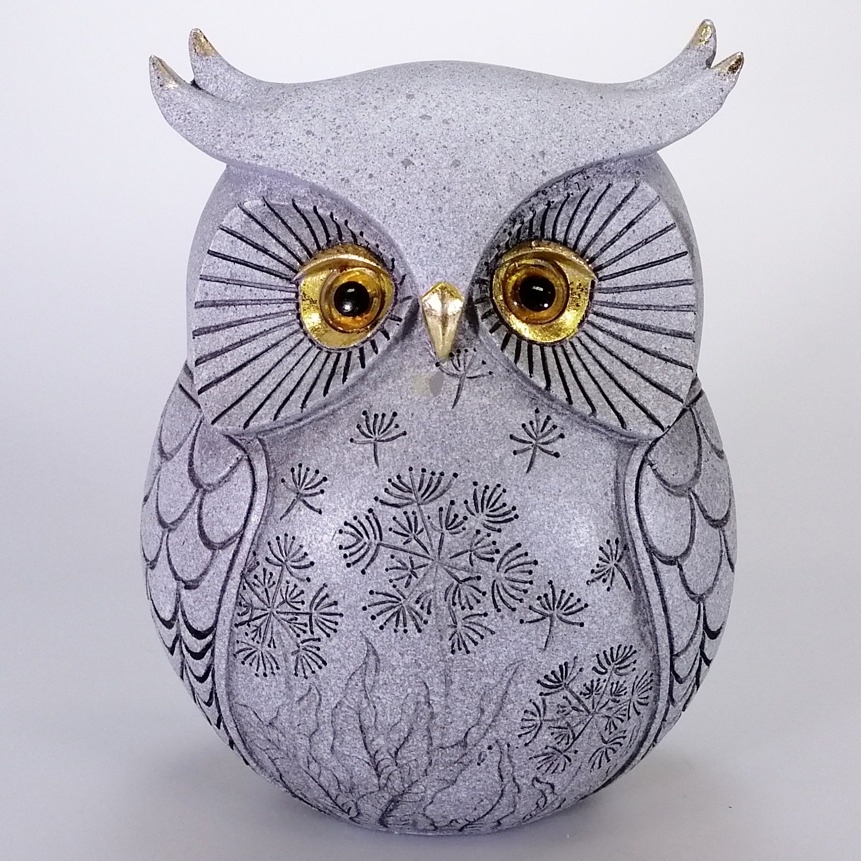 Grey Owl with Gold Accents