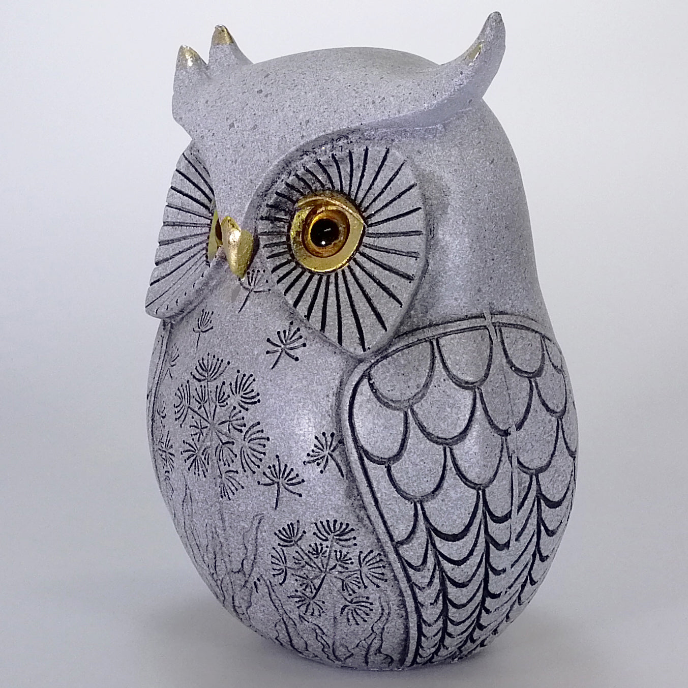 Grey Owl with Gold Accents