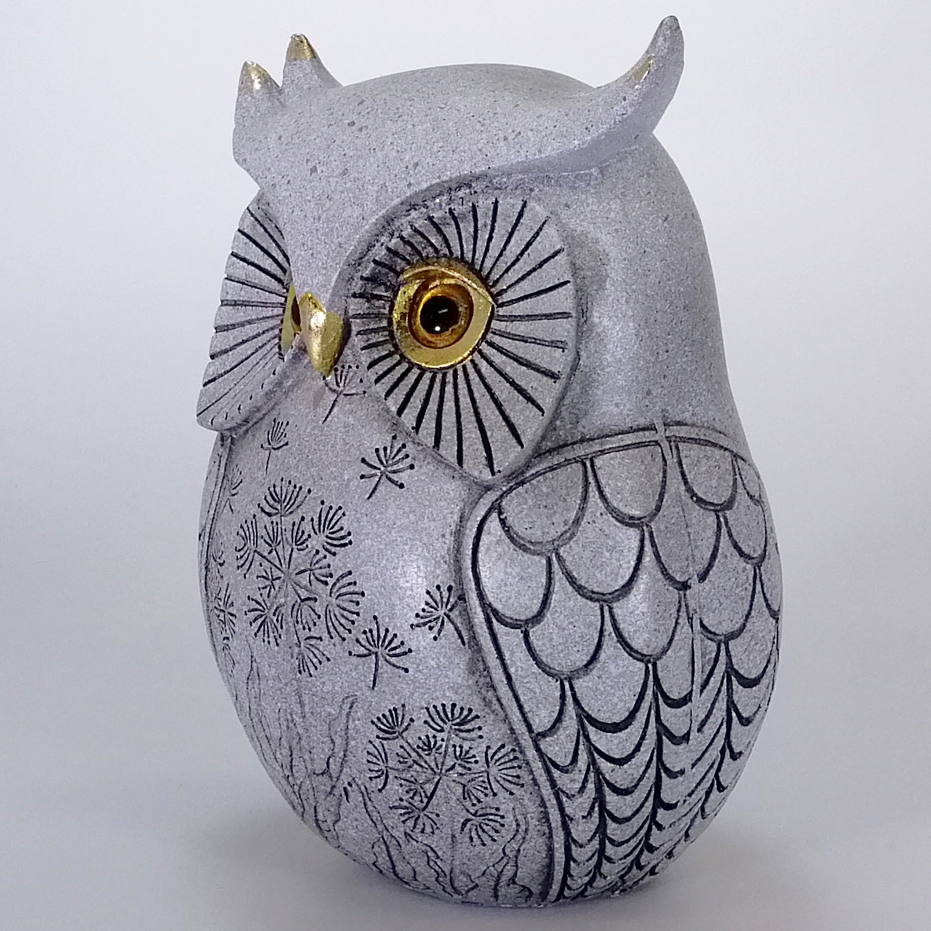 Grey Owl with Gold Accents