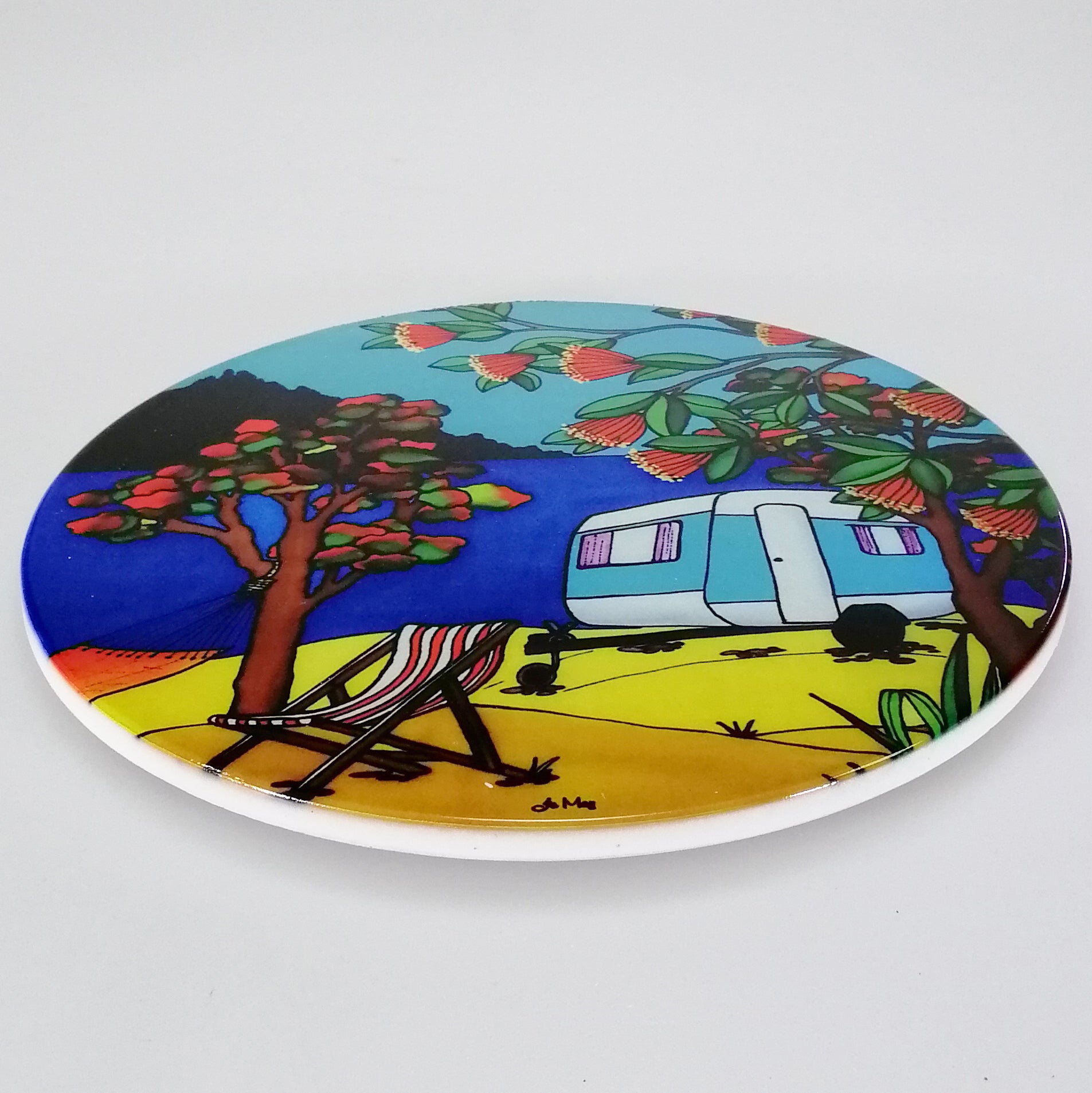 Jo May - Round Caravan Ceramic Trivet