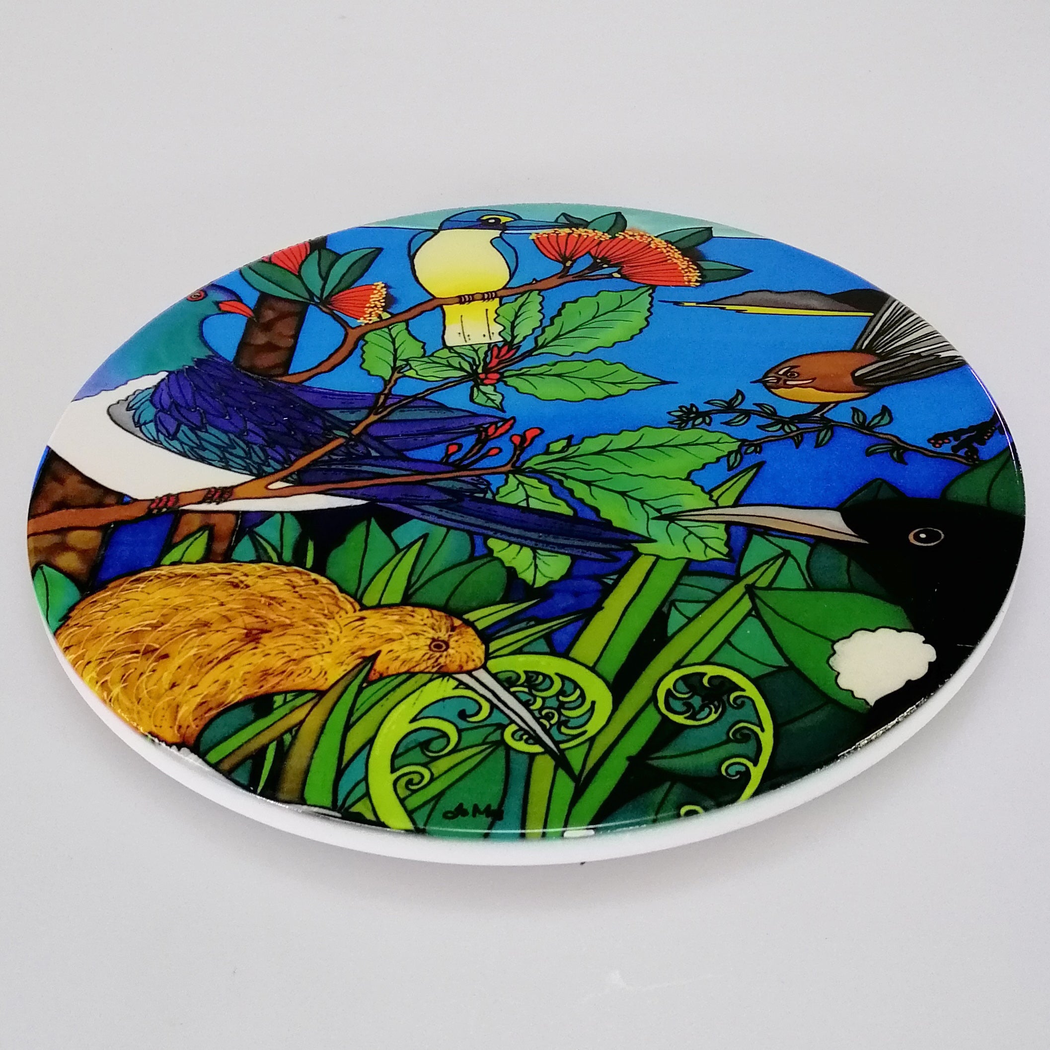 Jo May - Round NZ Birds Ceramic Trivet