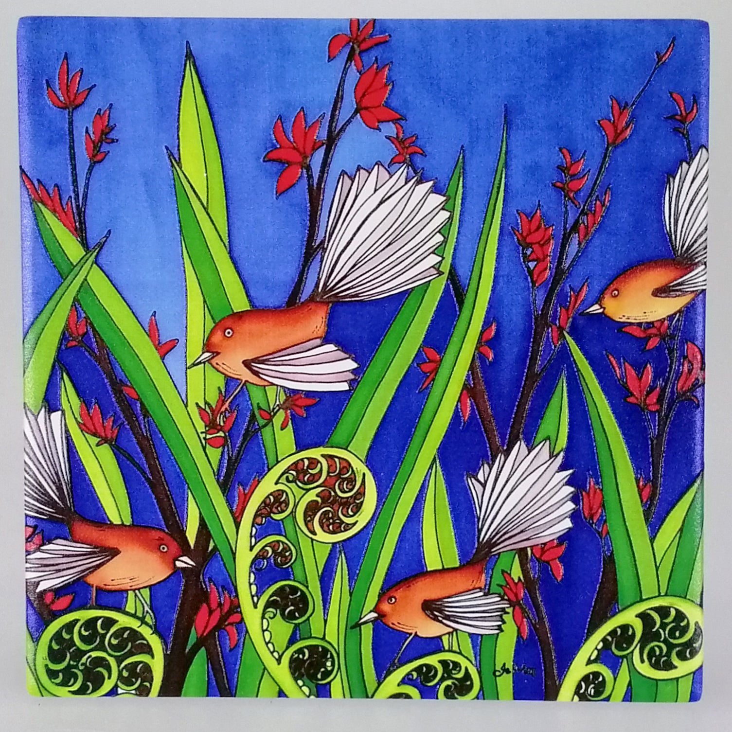 Jo May - Fantails Ceramic Tile Hanging