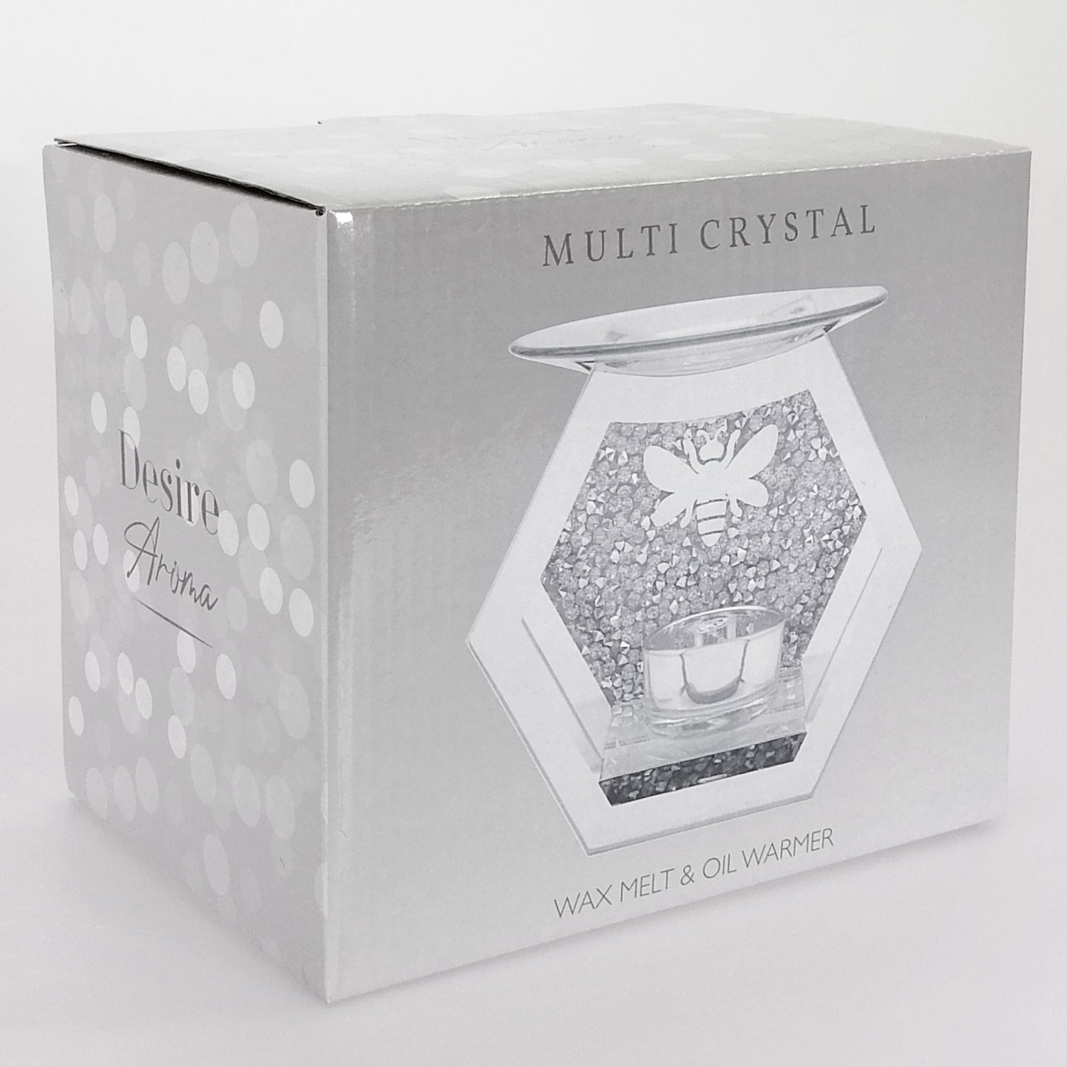 Desire Wax Melt & Oil Warmer - Clear Glass Hexagon with Bee