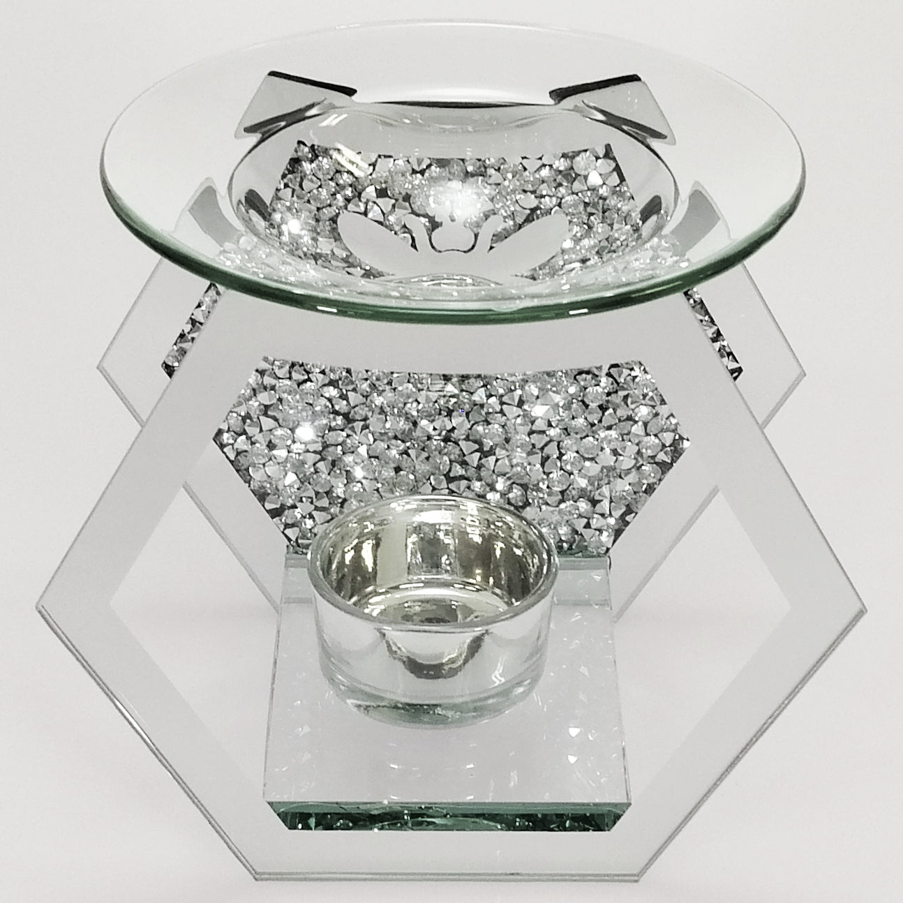 Desire Wax Melt & Oil Warmer - Clear Glass Hexagon with Bee