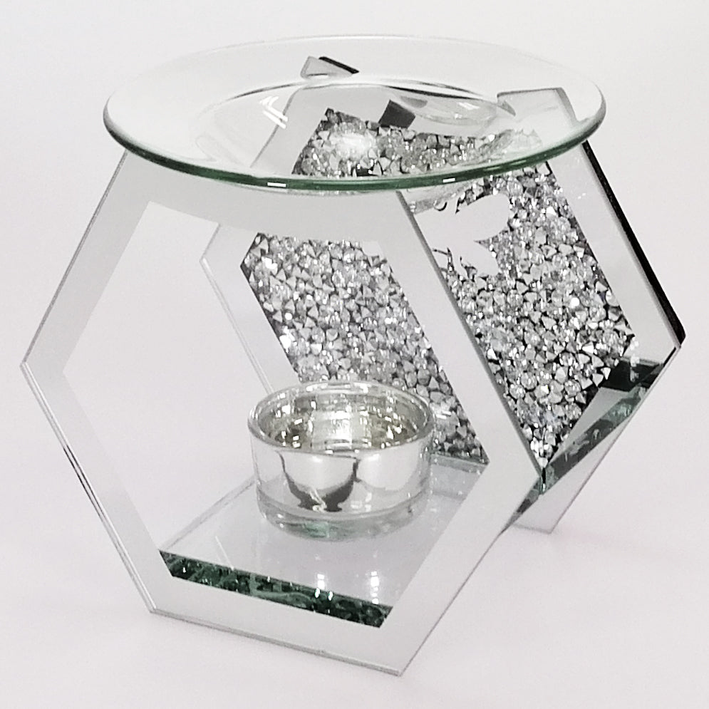 Desire Wax Melt & Oil Warmer - Clear Glass Hexagon with Bee