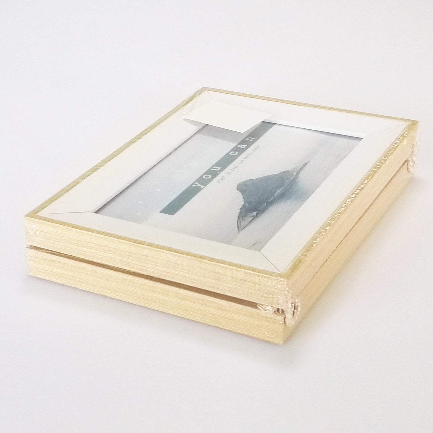 Hanging Photo Frames - White & Beige - Double Horizontal 4" x 6"