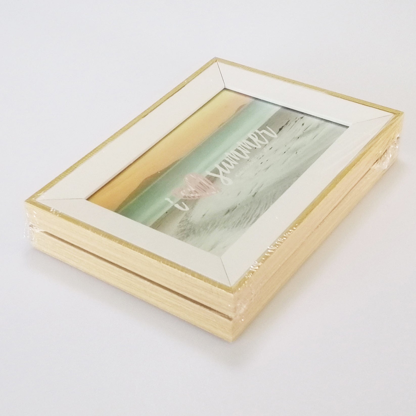 Hanging Photo Frames - White & Beige - Double Horizontal 4" x 6"