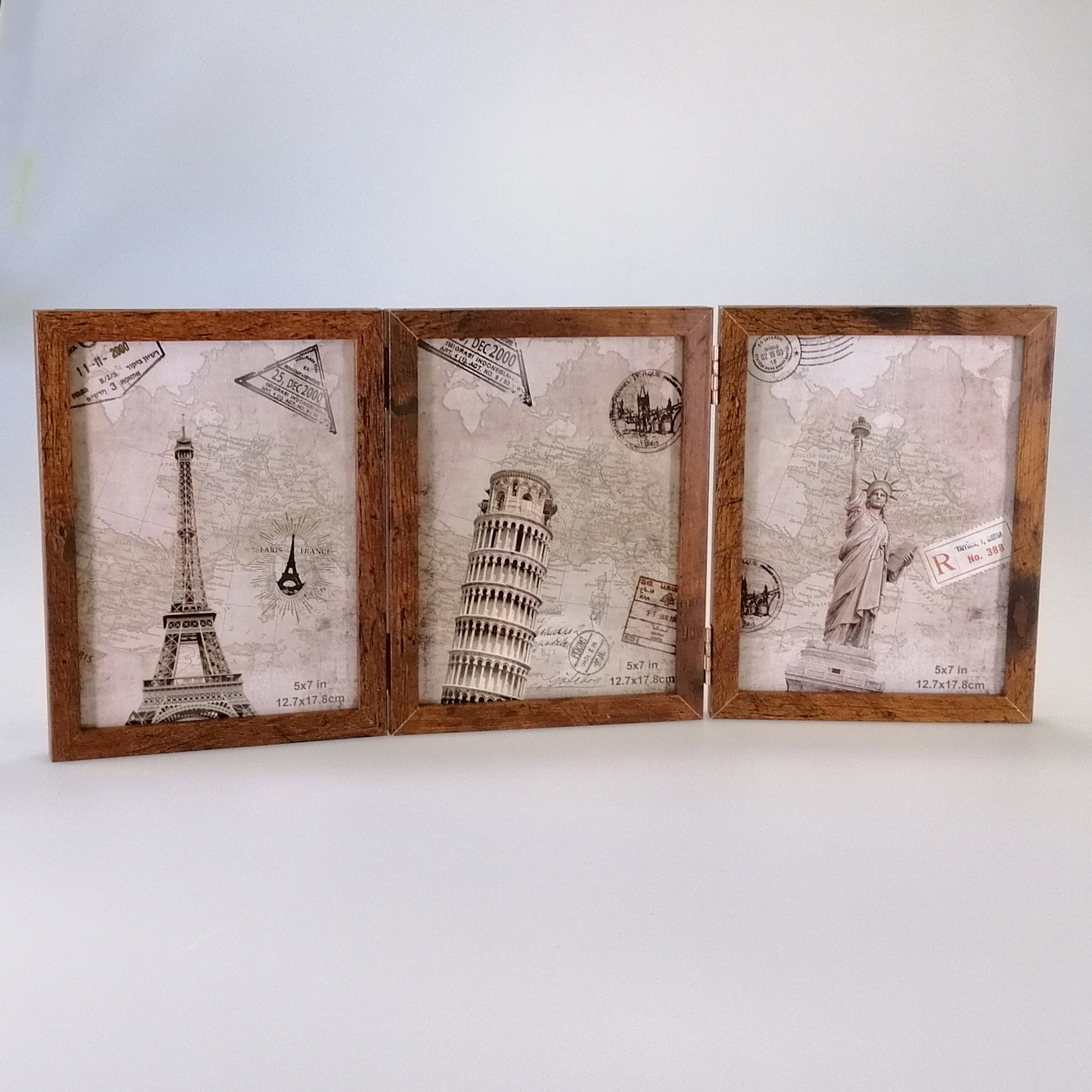 Fold-in Hinged Triple Photo Frame - 5x7"