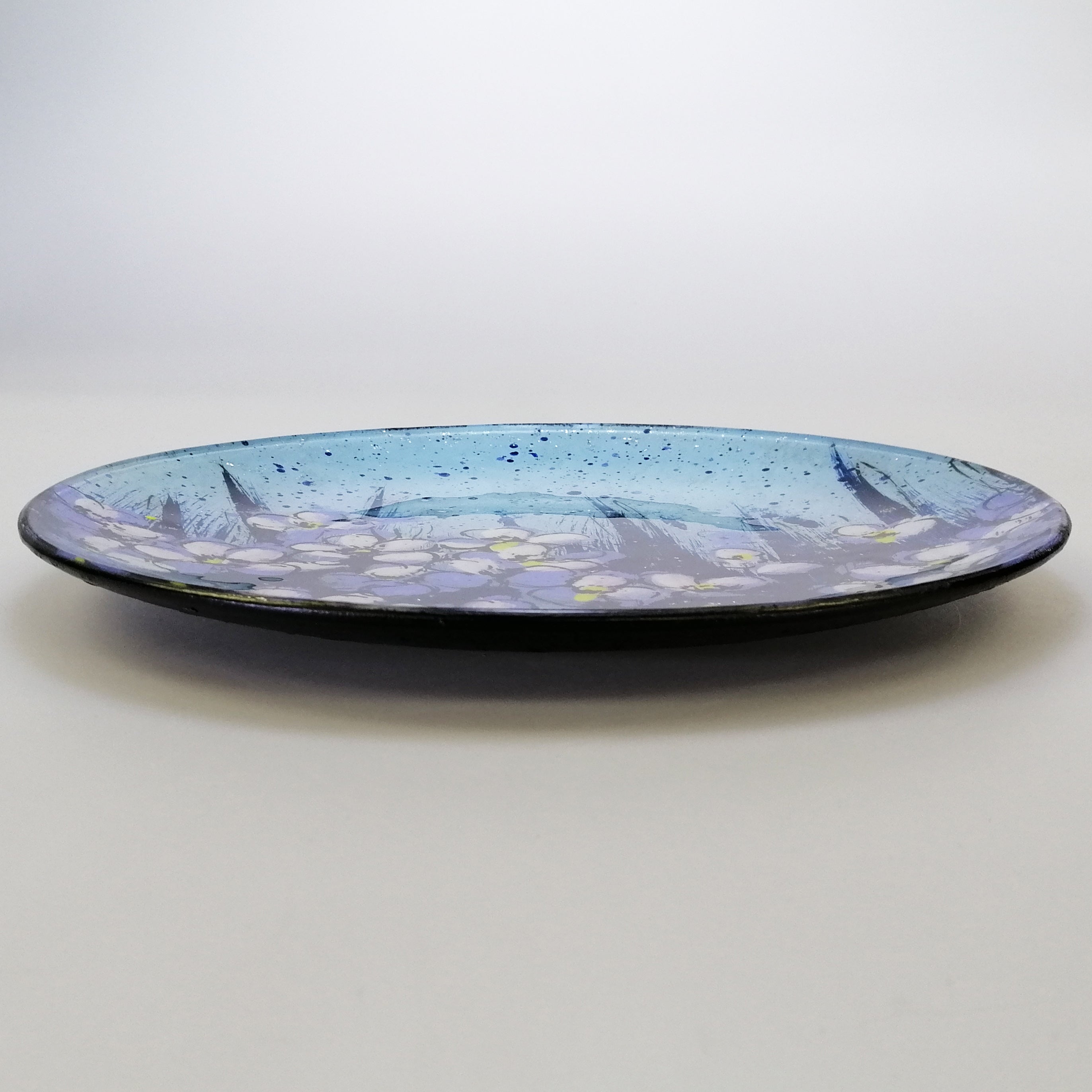 Glass Plate - Large Circle - Forget Me Not