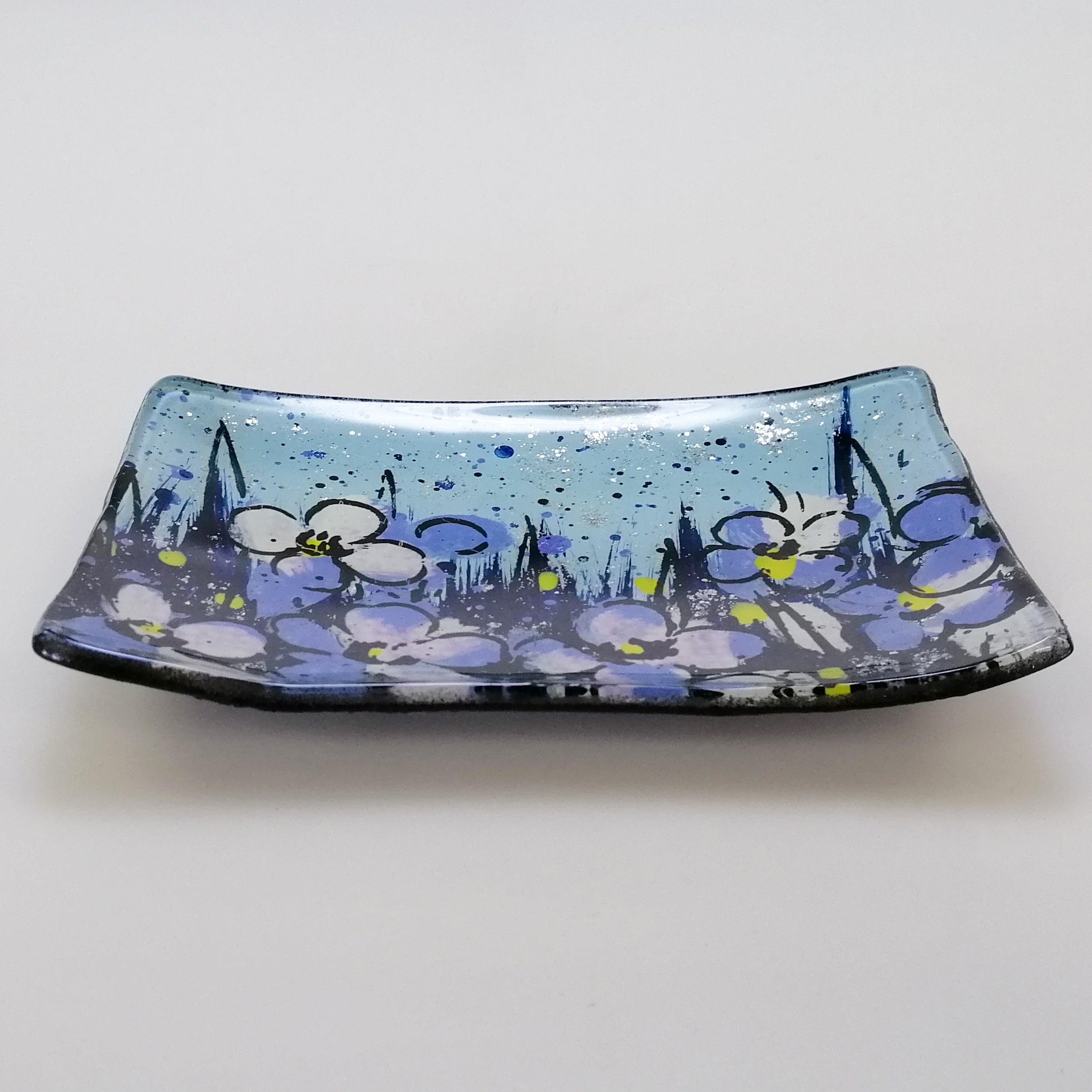 Glass Plate - Small Rectangular - Forget Me Not