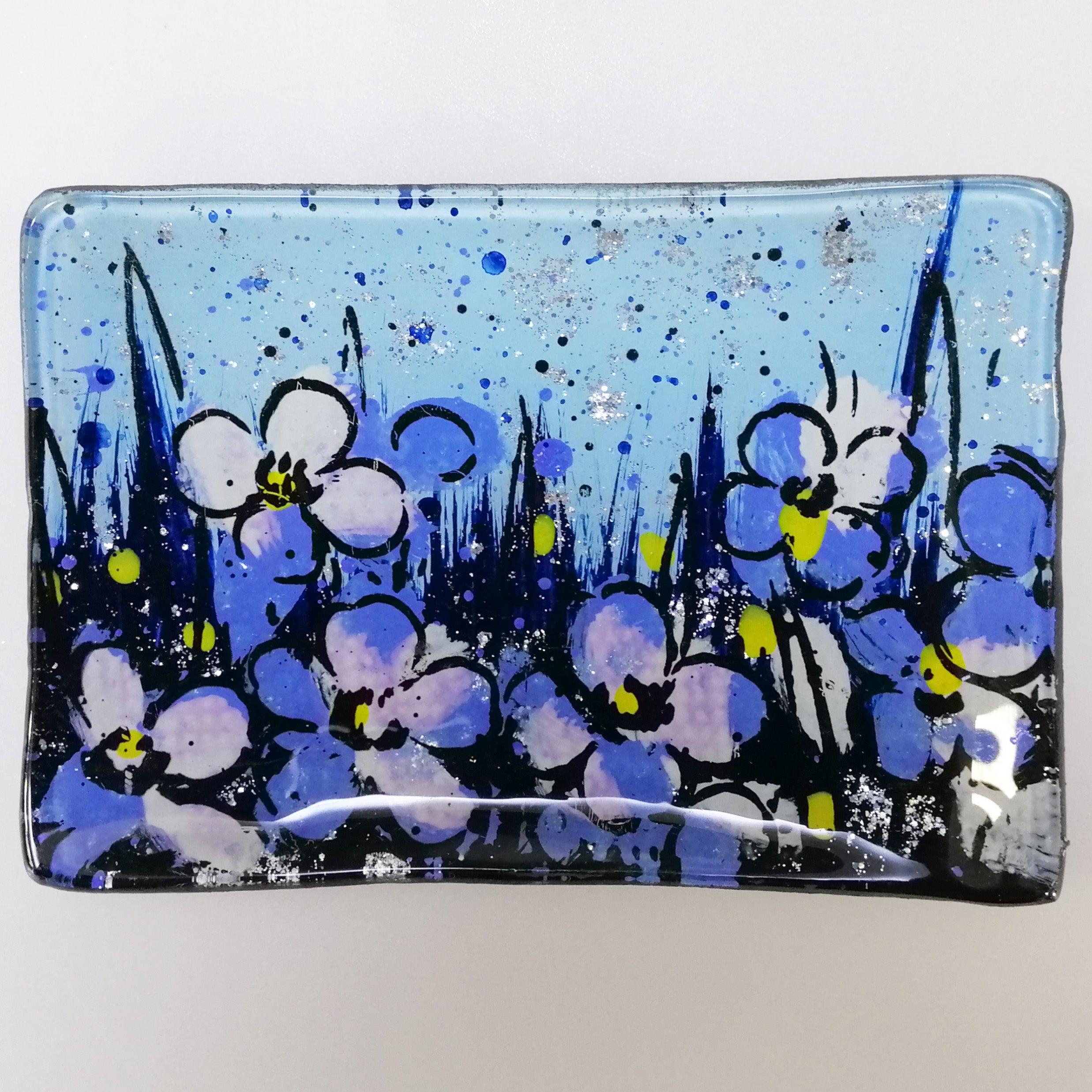 Glass Plate - Small Rectangular - Forget Me Not