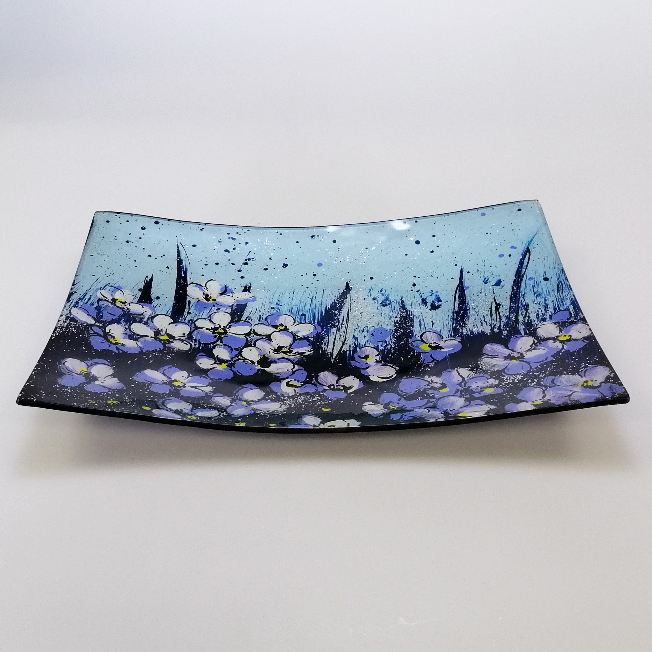Glass Plate - Large Rectangular - Forget Me Not