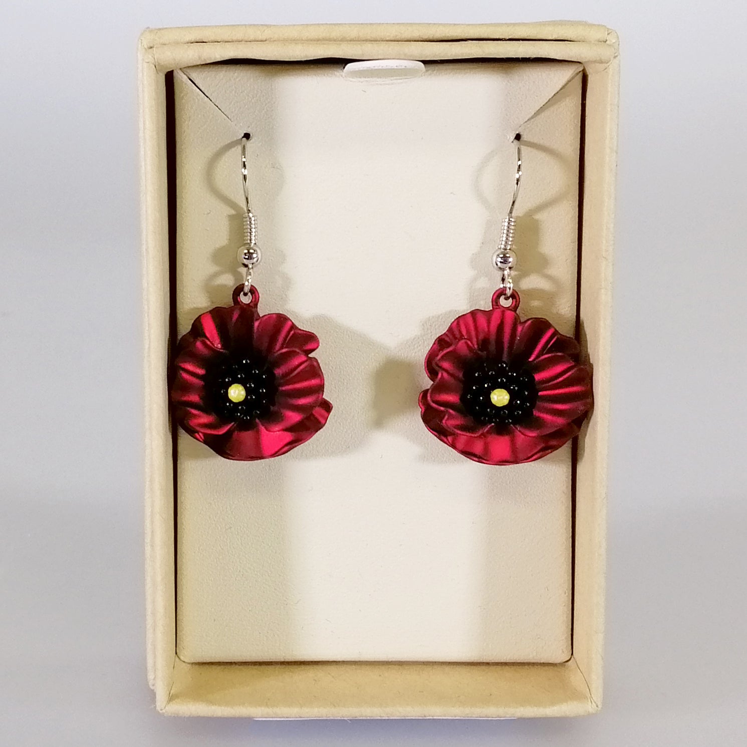 Kiwicraft - Red Poppy Rhodium Earrings