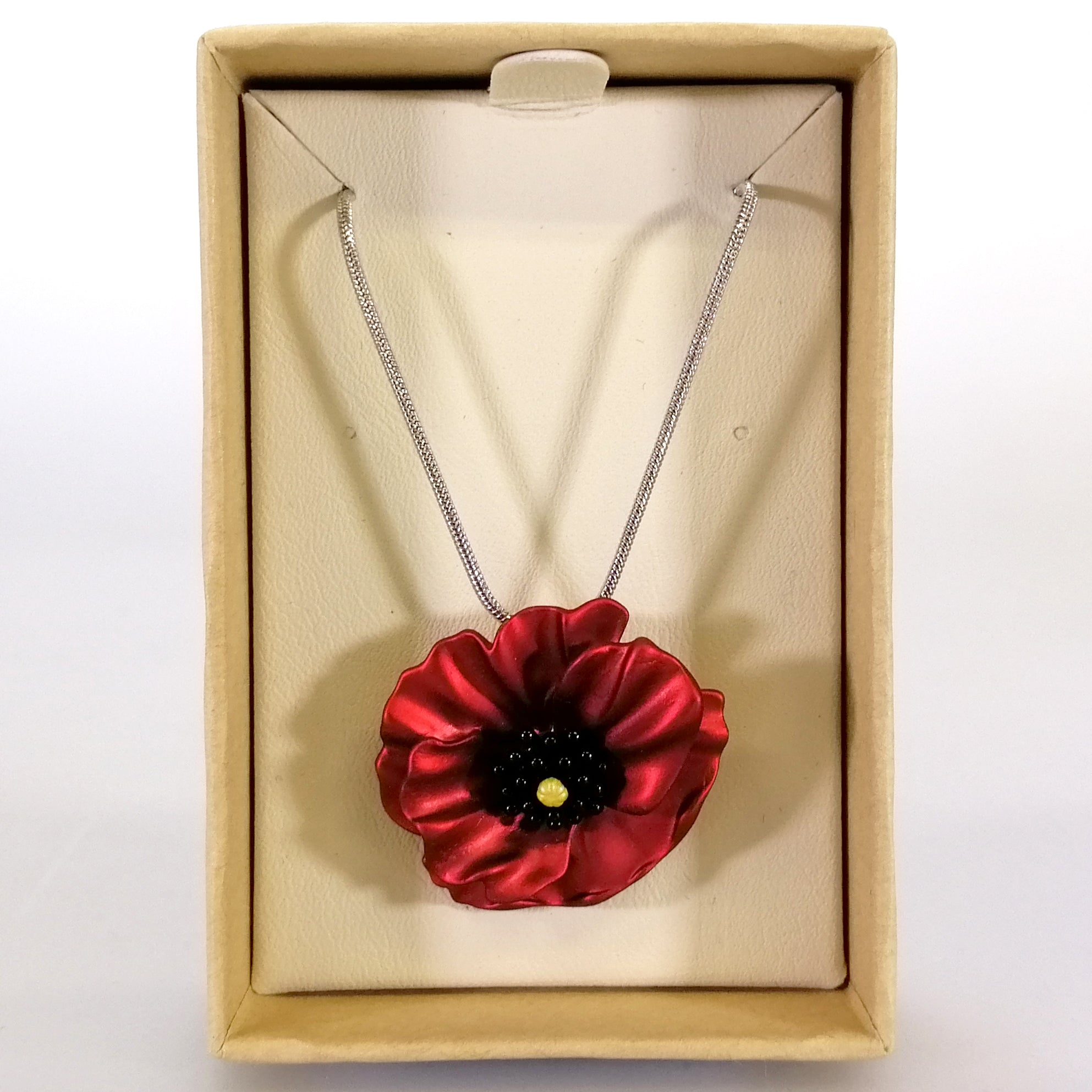 Kiwicraft - Red Poppy Rhodium Necklace - Small