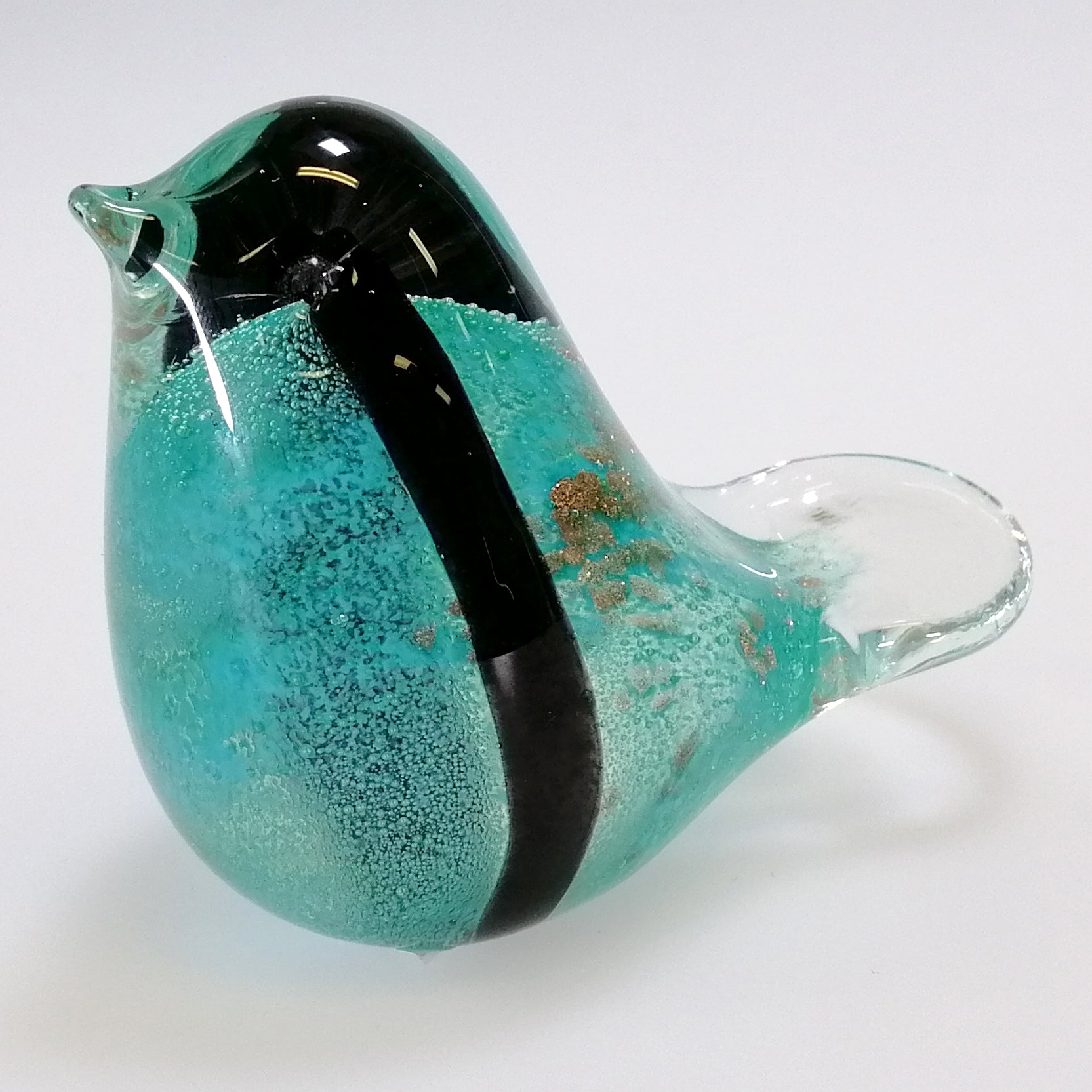 Turquoise & Black Glass Bird
