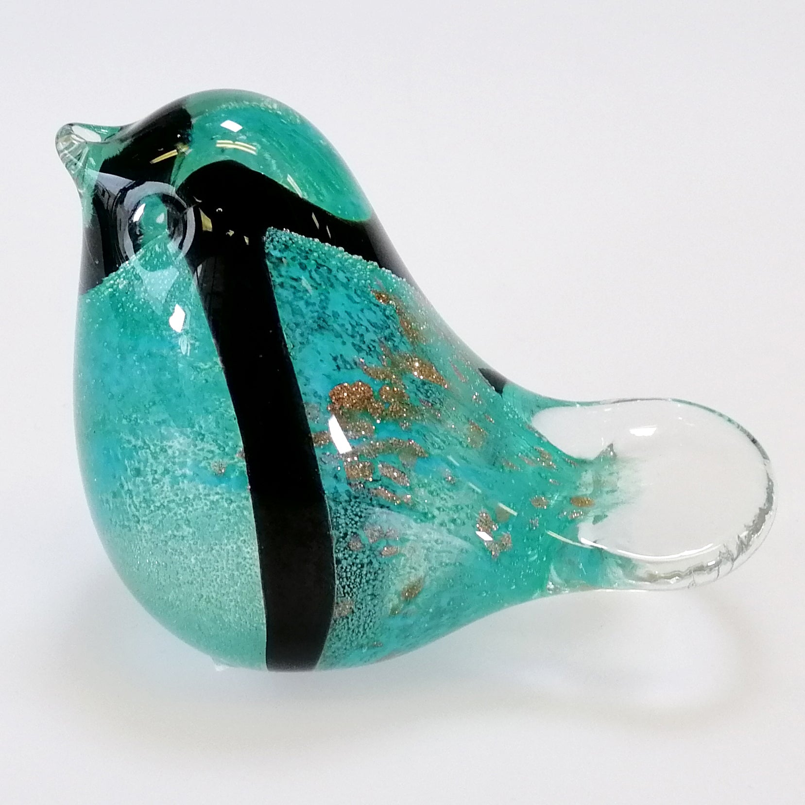 Turquoise & Black Glass Bird