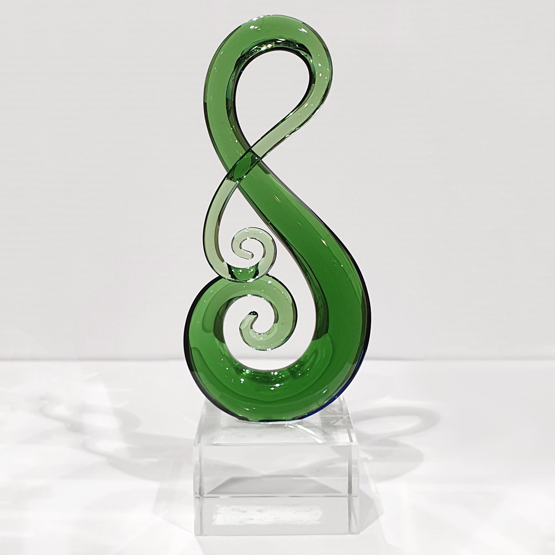 Green Glass Koru Frond Sculpture