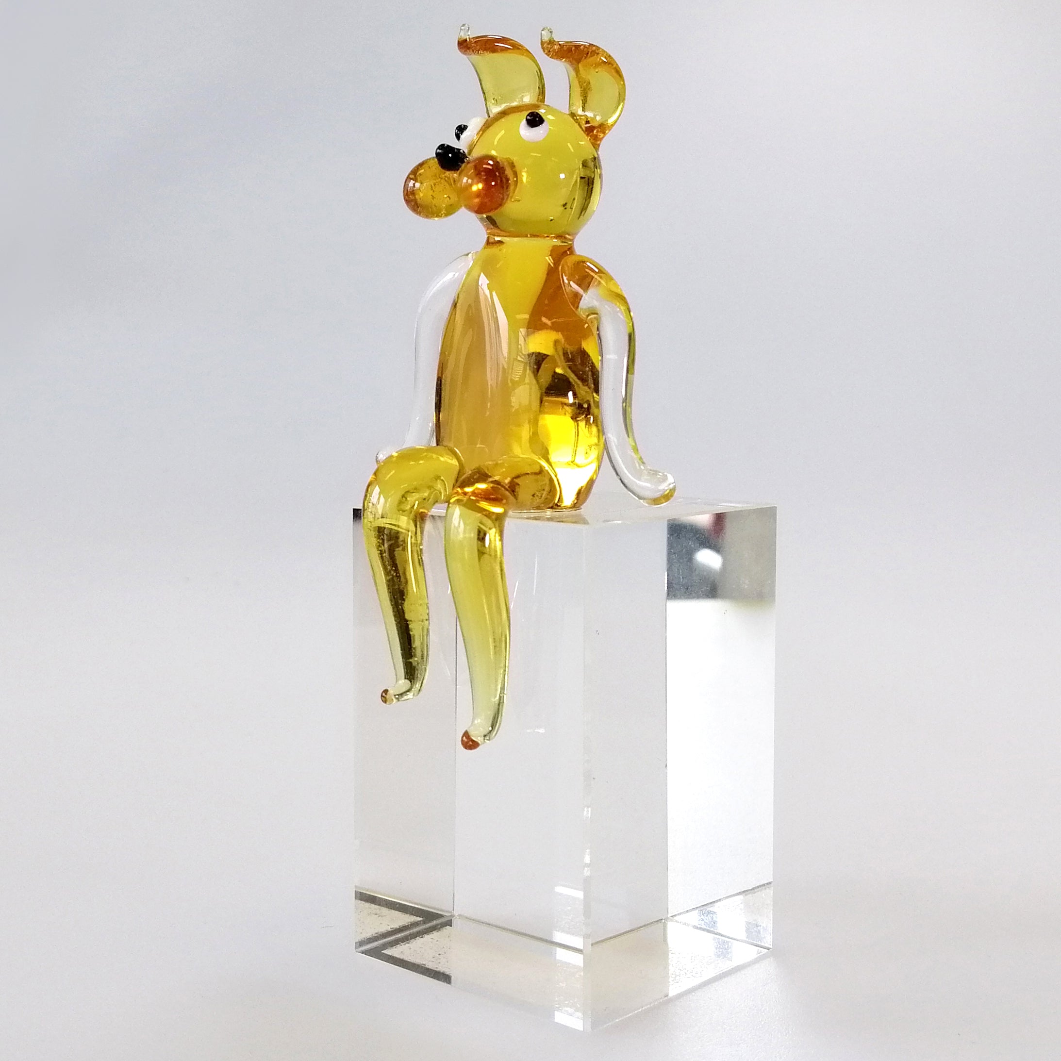 Coloured Glass Sitting Dog Figurine