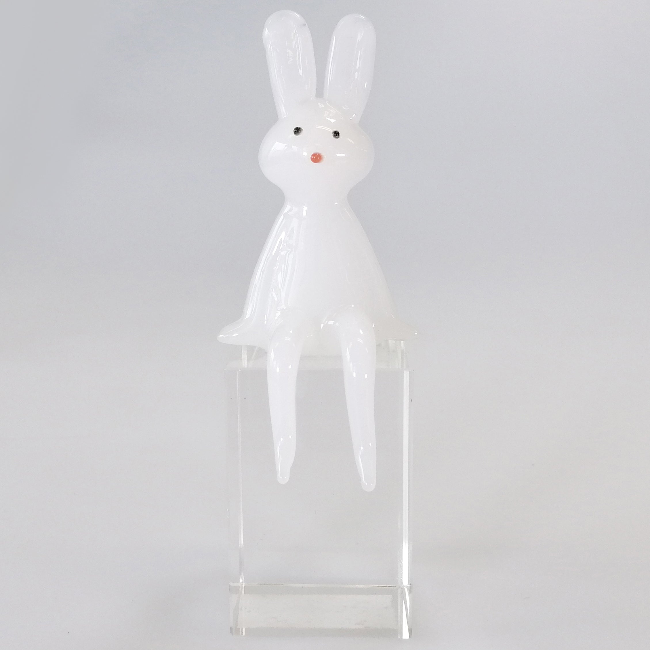 White Glass Sitting Rabbit Figurine