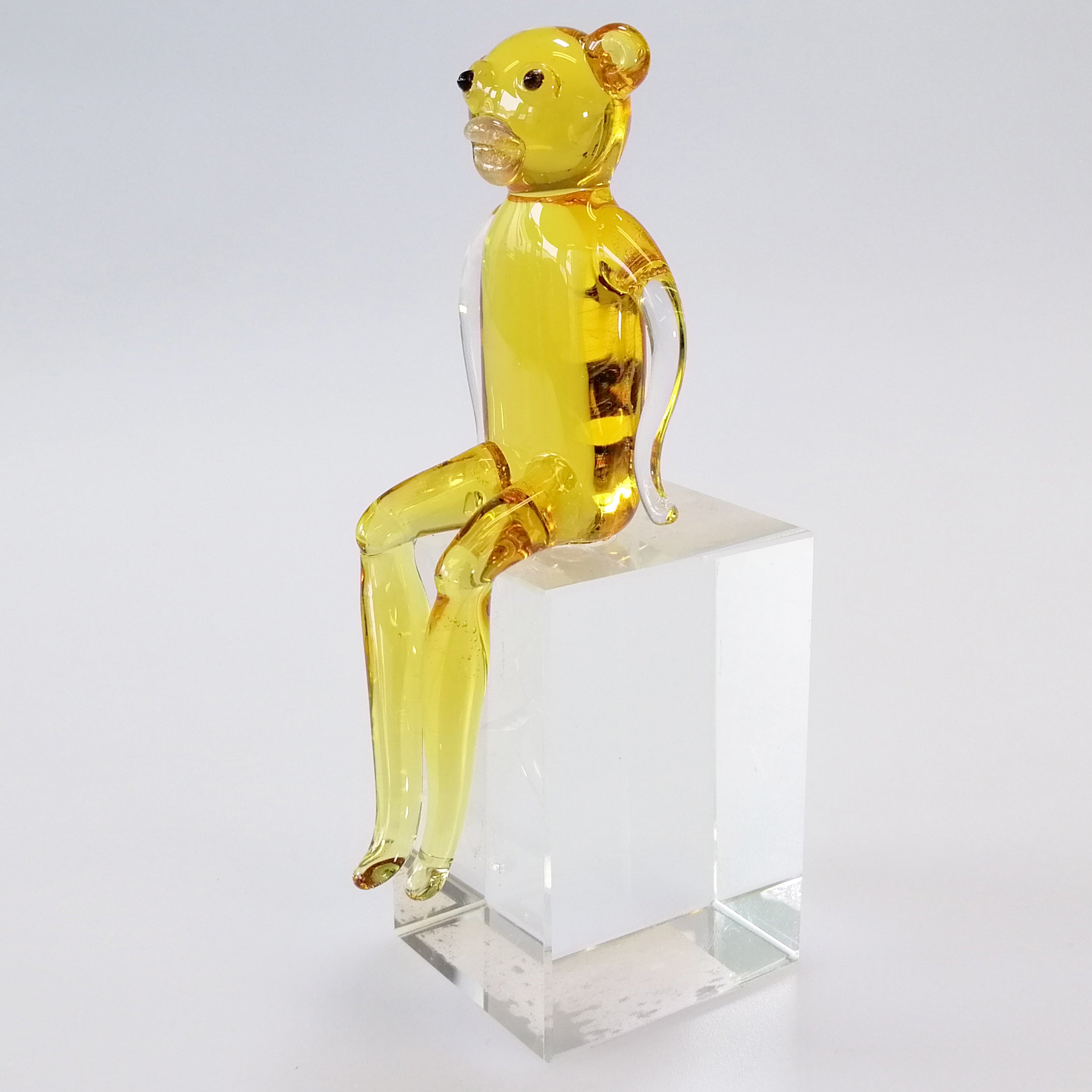 Coloured Glass Sitting Monkey Figurine