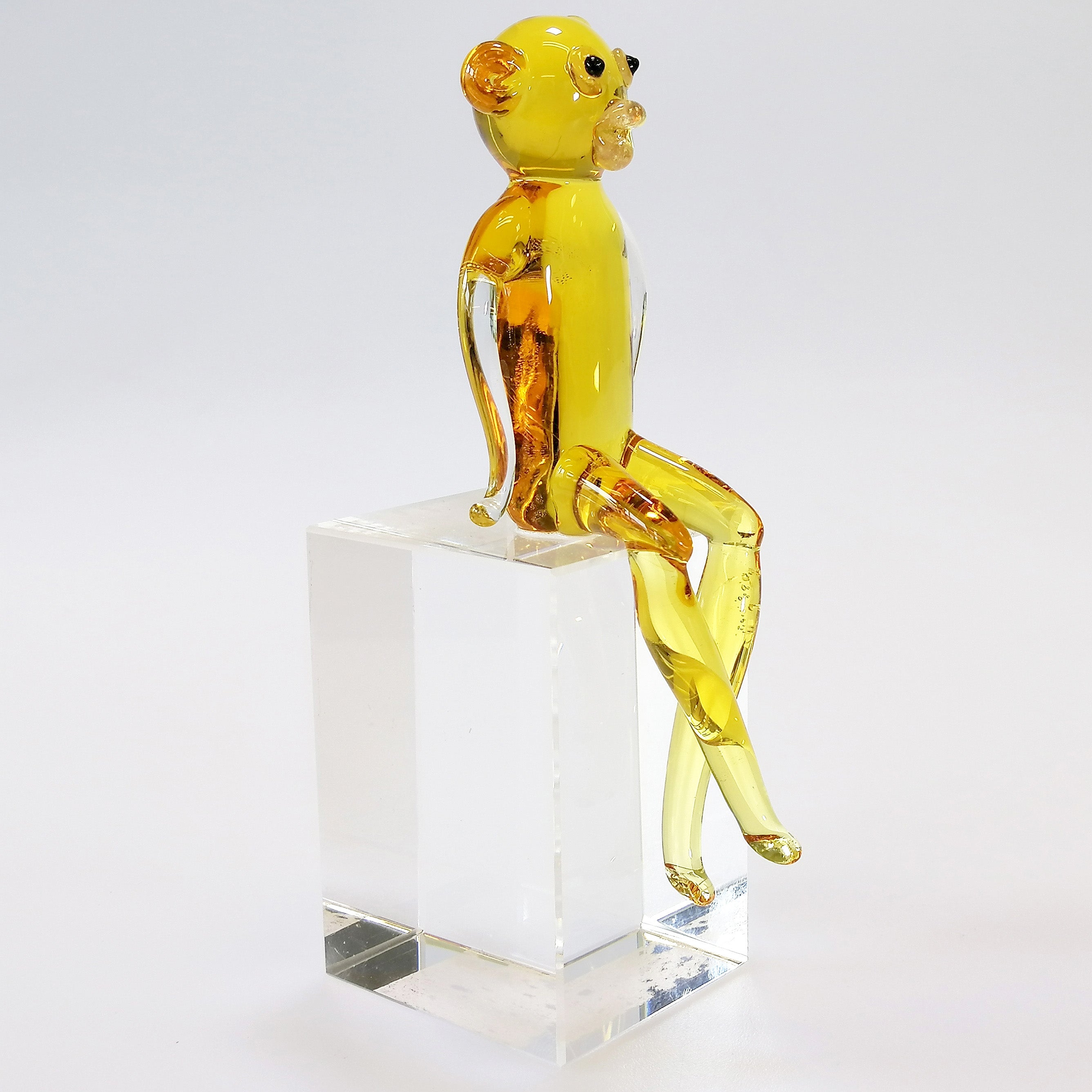 Coloured Glass Sitting Monkey Figurine
