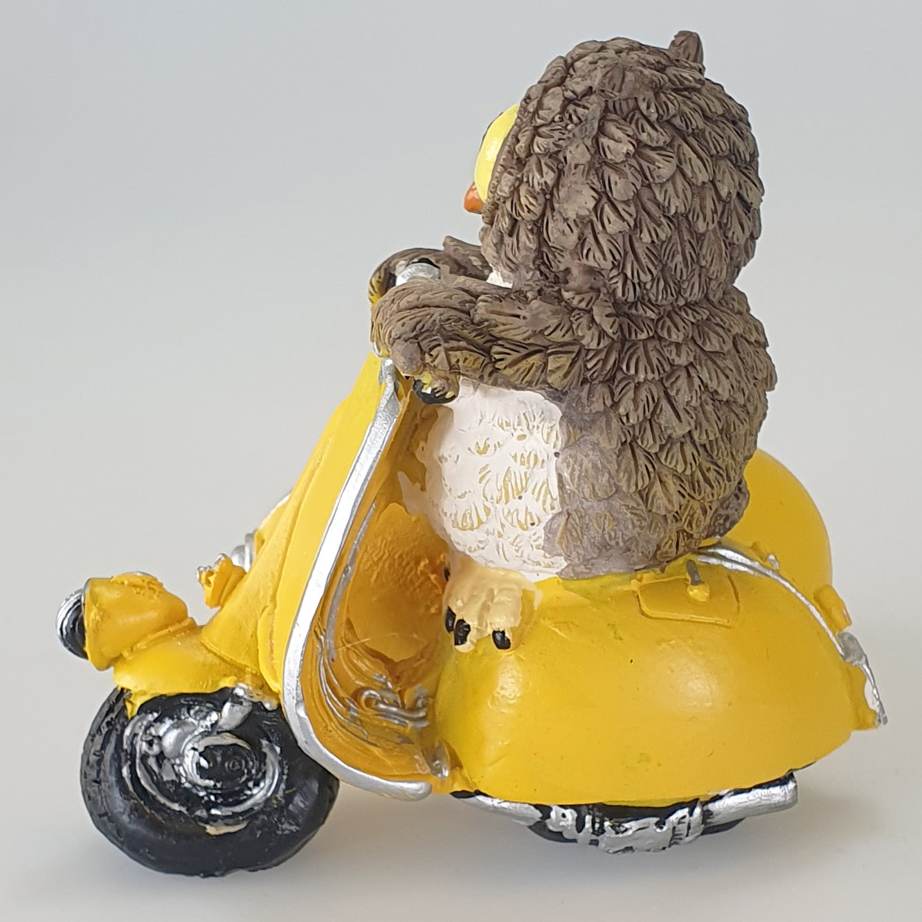 Owl Duo On Yellow Moped Figurine