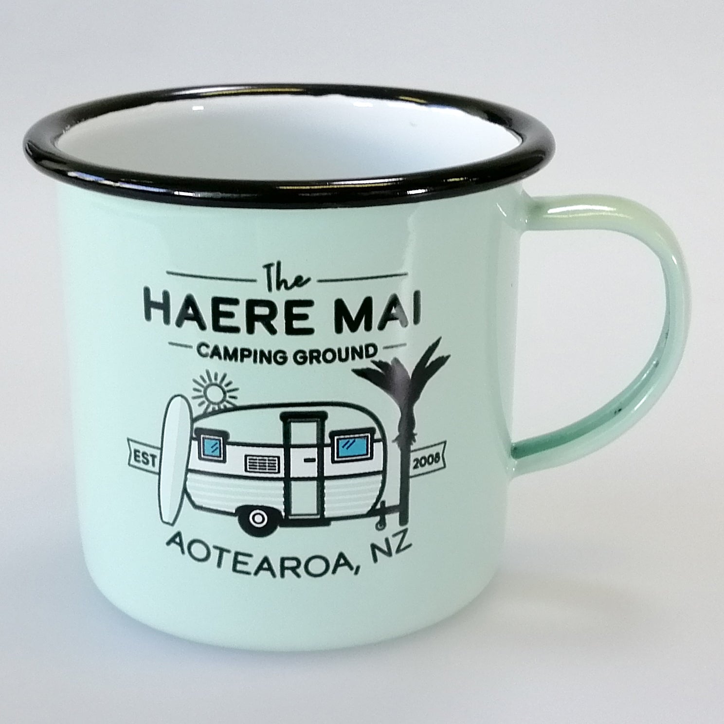 Moana Rd. Enamel Mug - Green Haere Mai