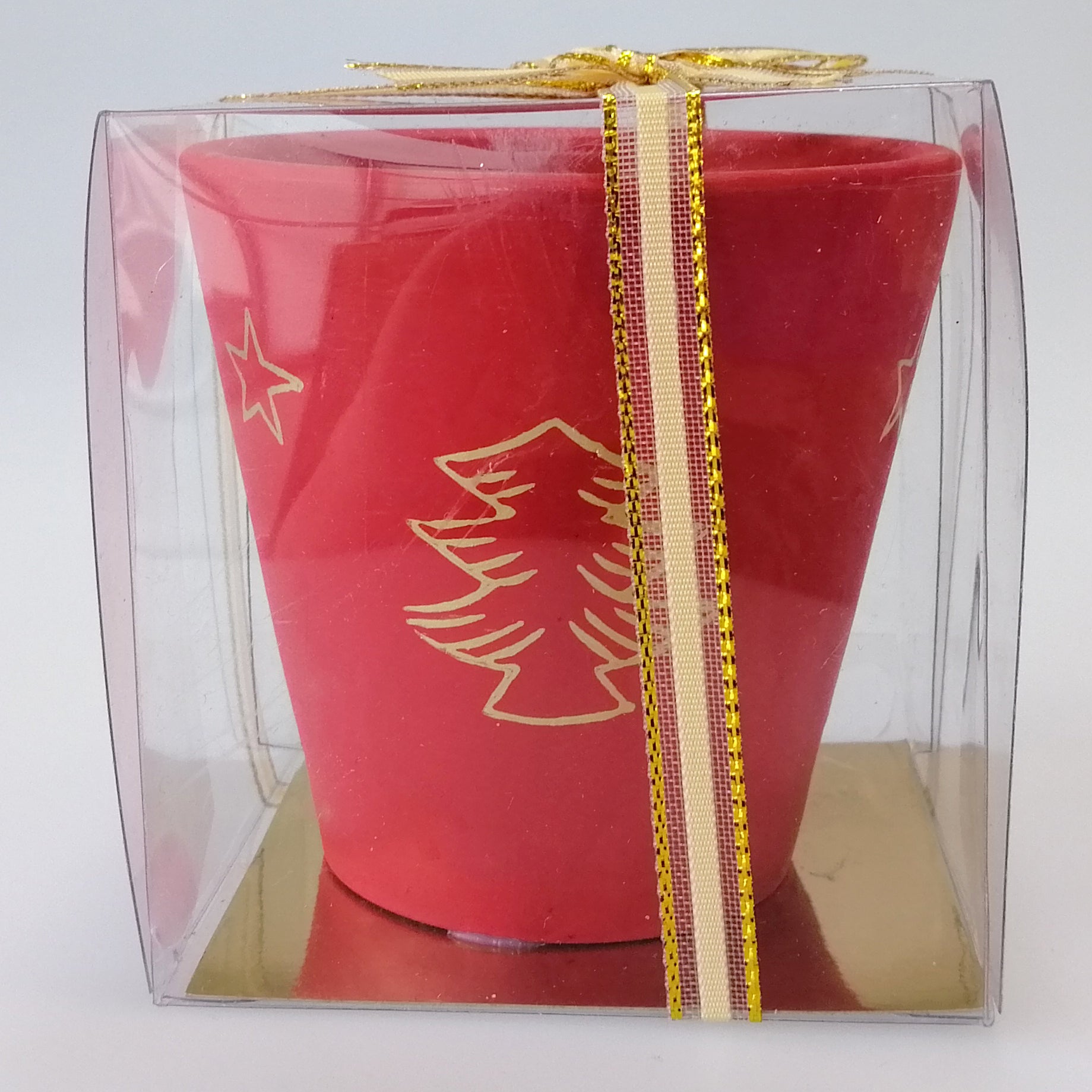 Rustic Votive Christmas Candle - Red