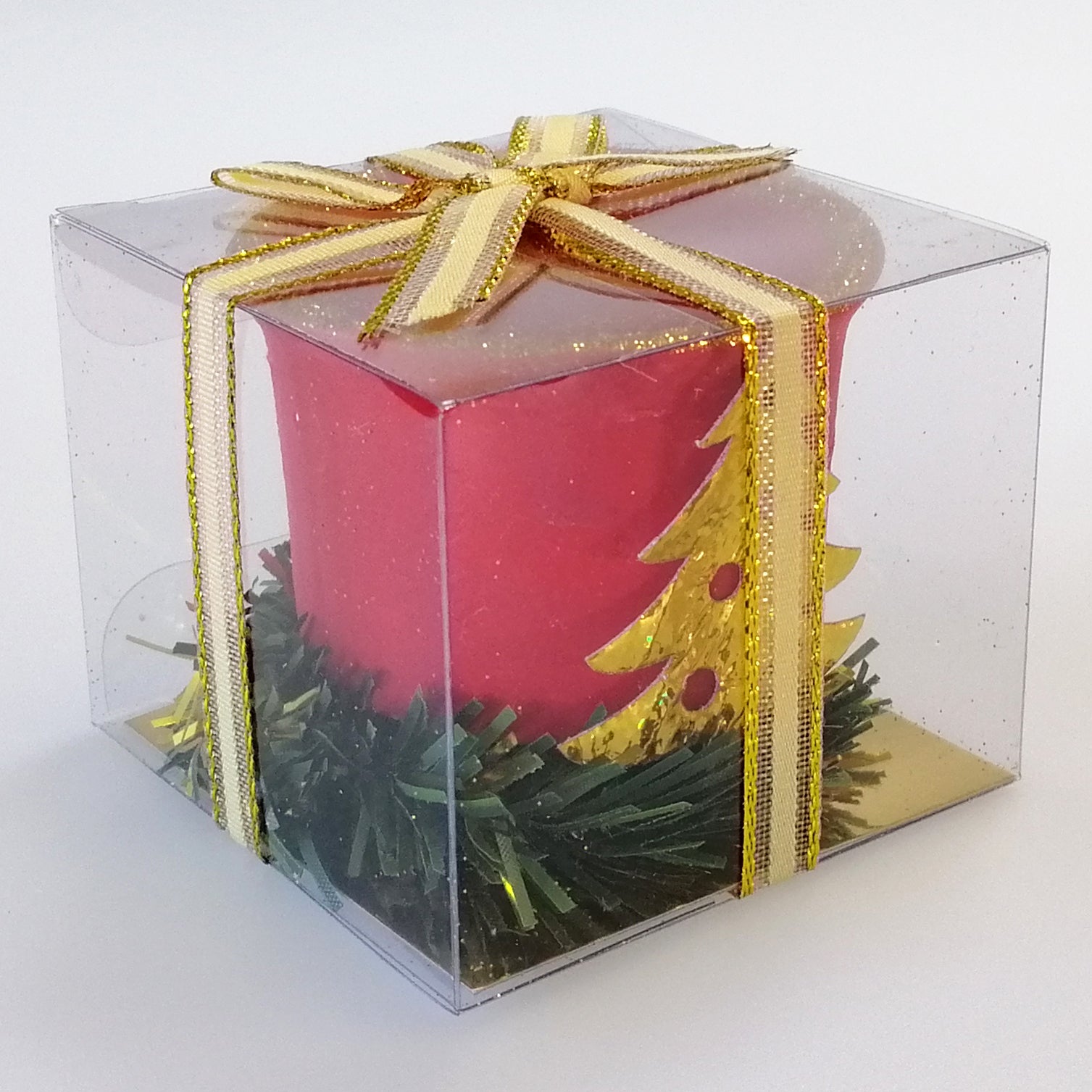 Votive Christmas Candle - Red & Gold