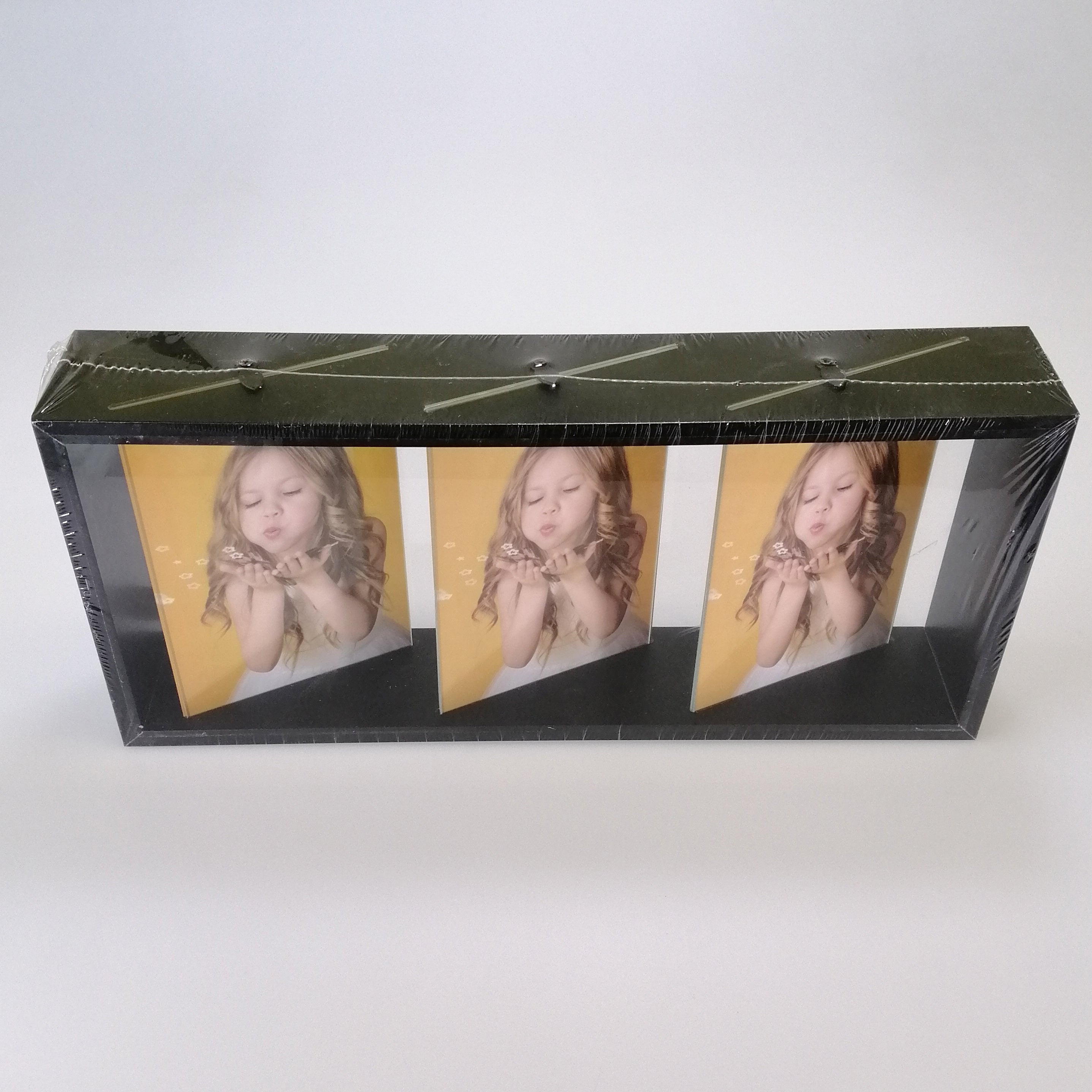 Black Shadow Box Triple Photo Frame - 6"x 4"