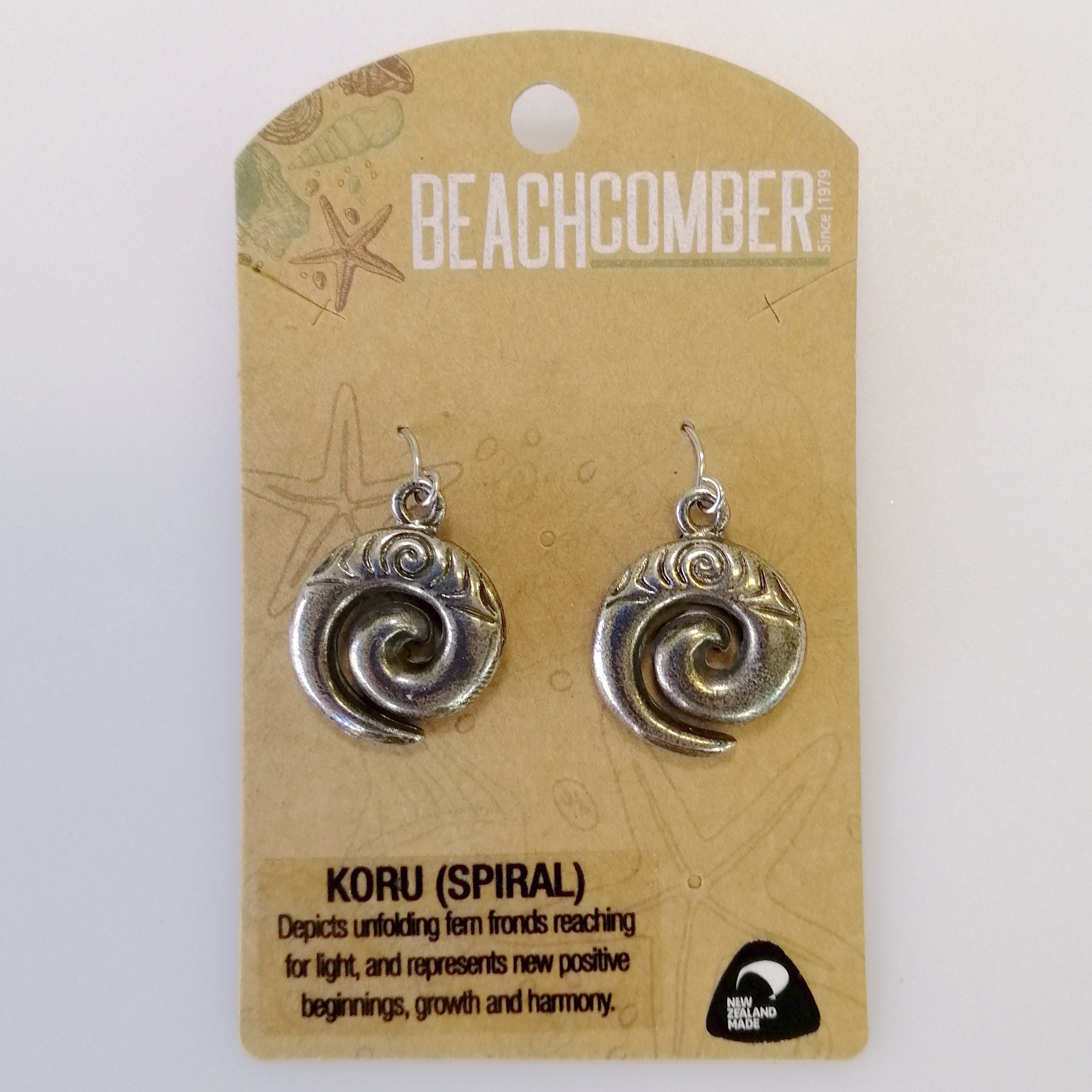 Beachcomber - Pewter Koru Earrings