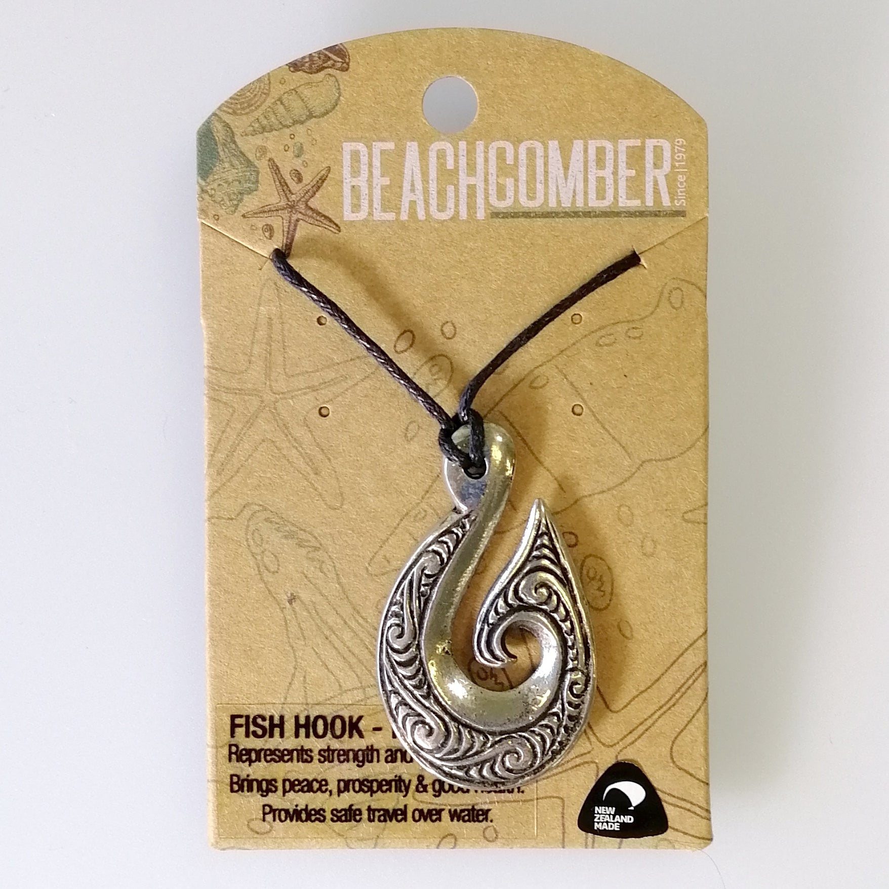 Beachcomber - Pewter Hei Matau Fish Hook Necklace