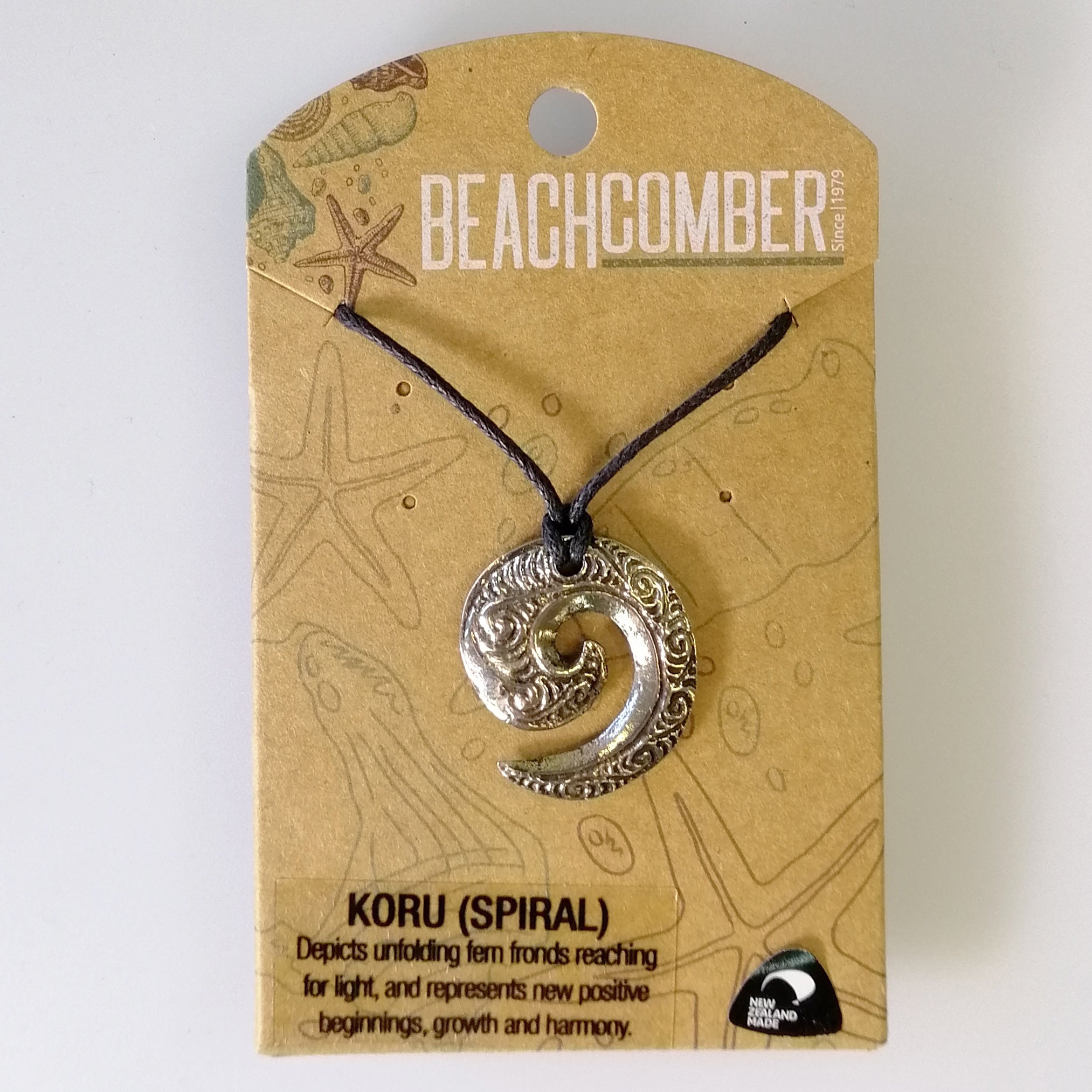 Beachcomber Pewter Patterned Koru Pendant Acquisitions New Zealand