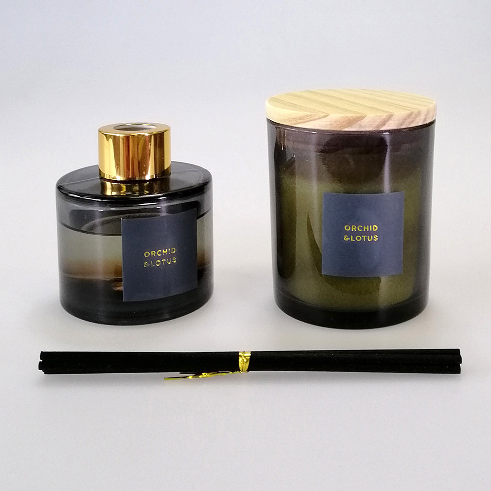 Reed Diffuser & Fragrance Candle Set - Orchid & Lotus