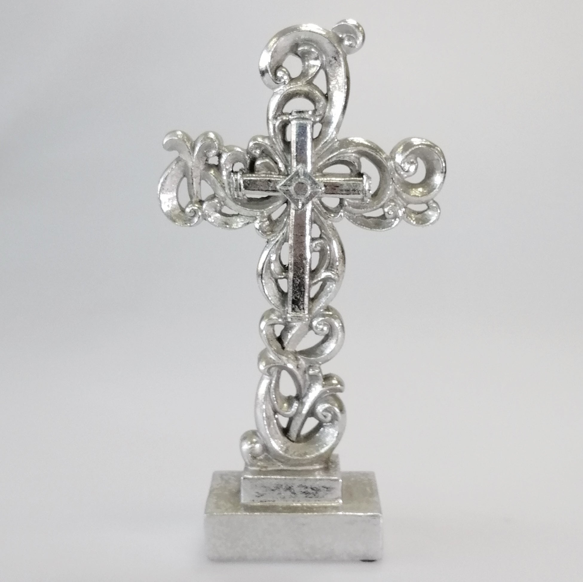 Silver Painted Cross Decor