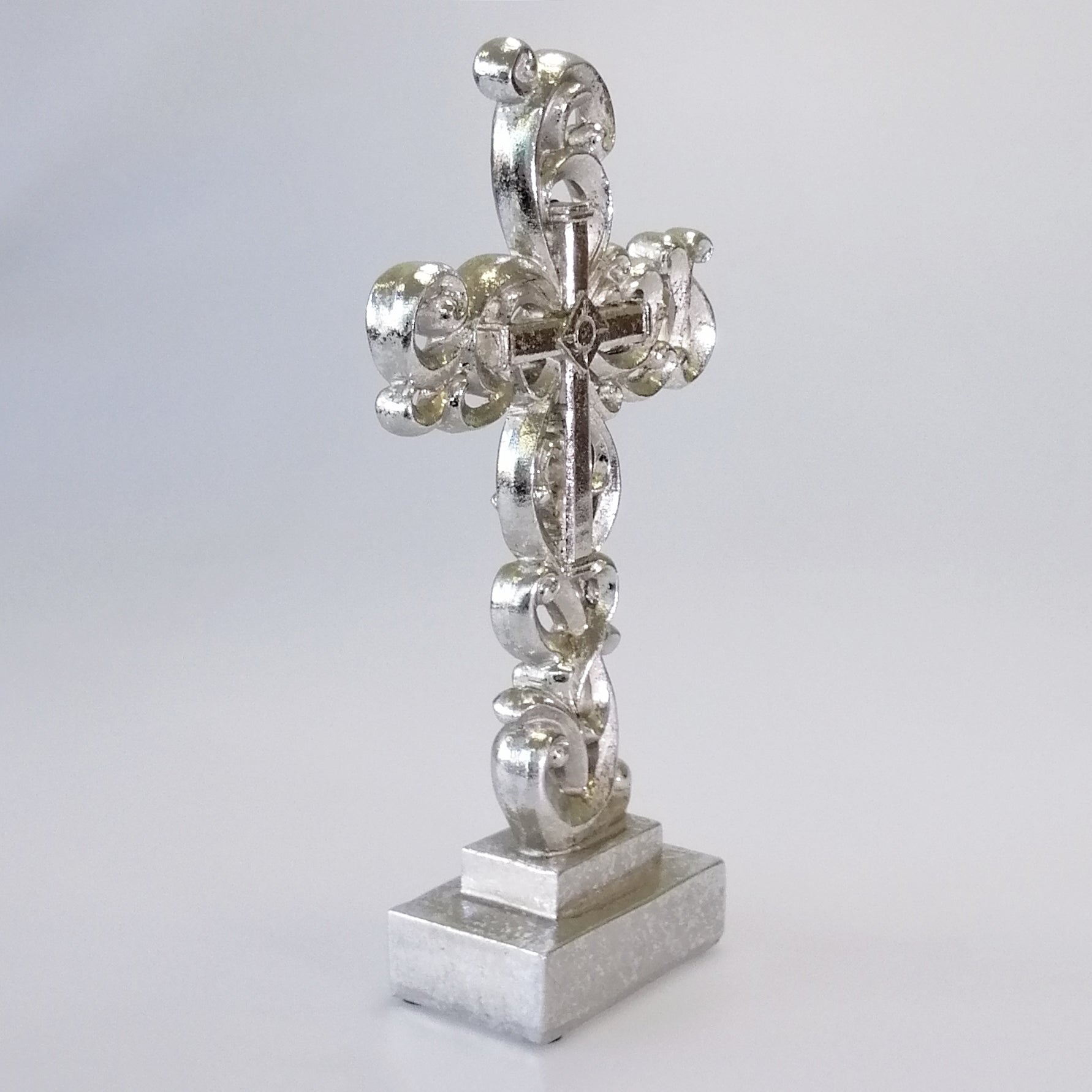 Silver Painted Cross Decor